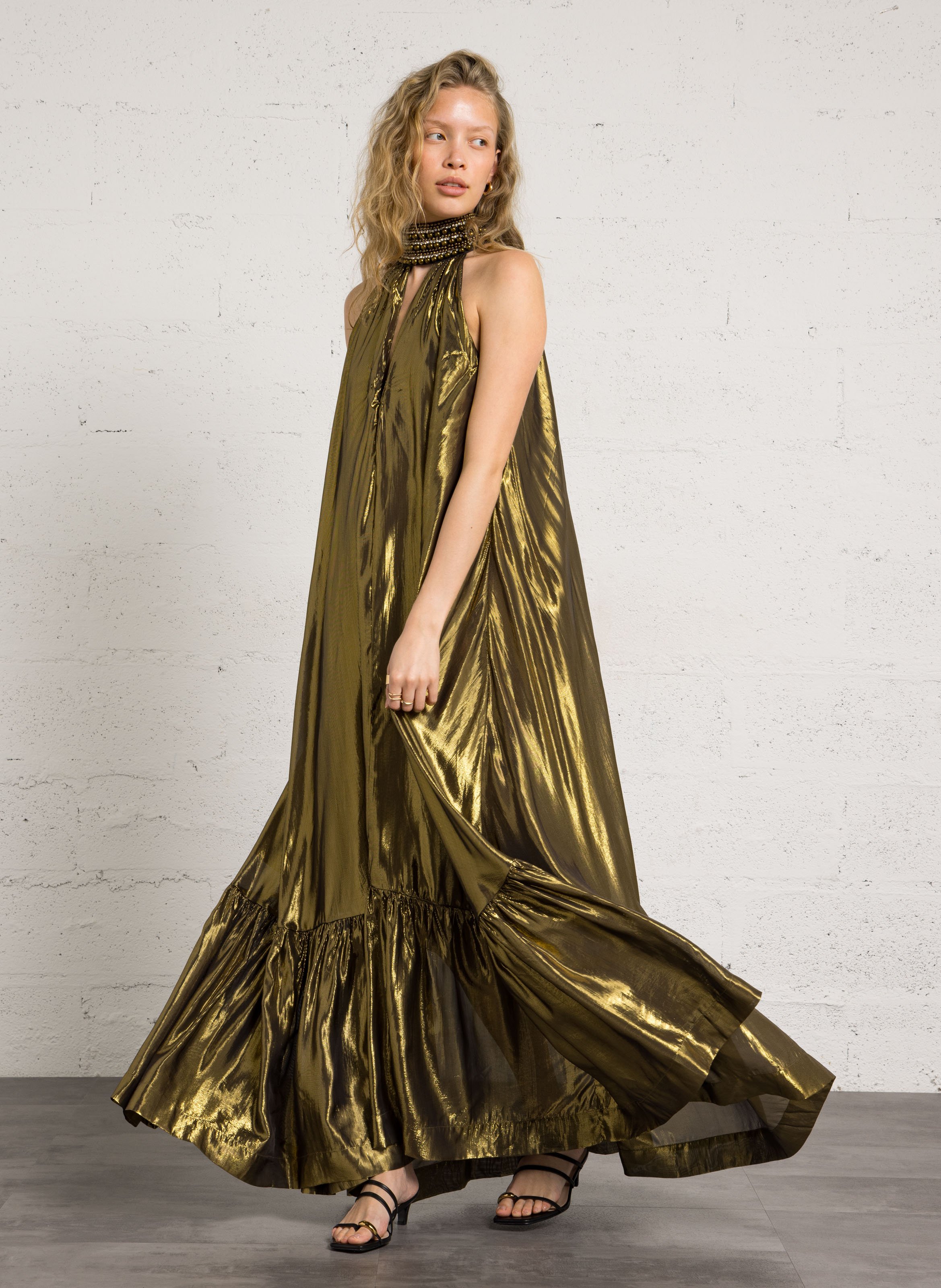 Langes Kleid in Metallic-Optik MES DEMOISELLES Schwarz