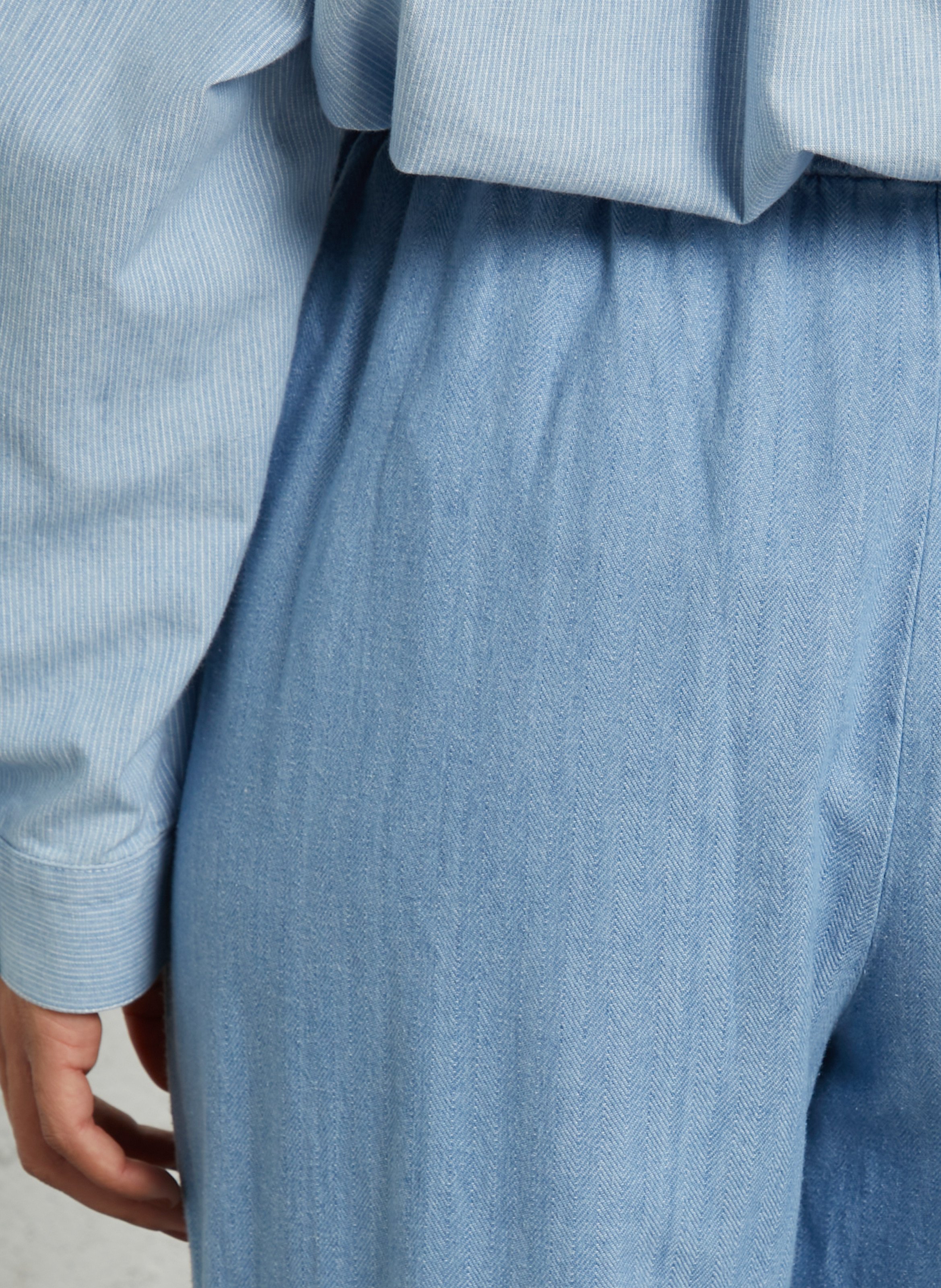 High-waisted elasticated denim trousers MASSCOB Blue