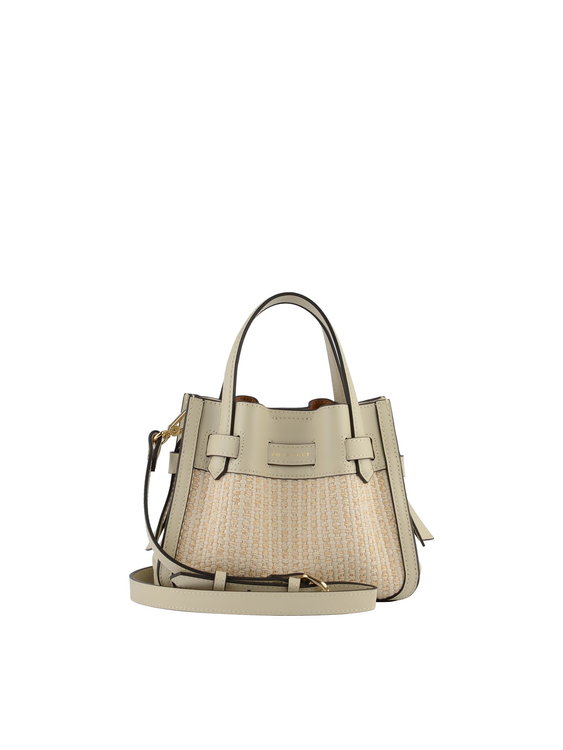 Calfskin leather handbag POURCHET Beige