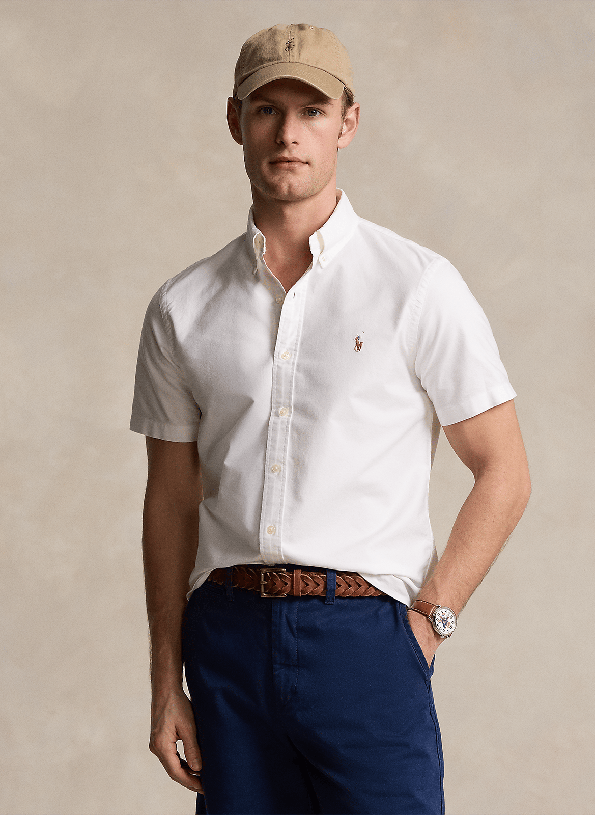 Chemise col américain slim-fit en coton POLO RALPH LAUREN Blanc