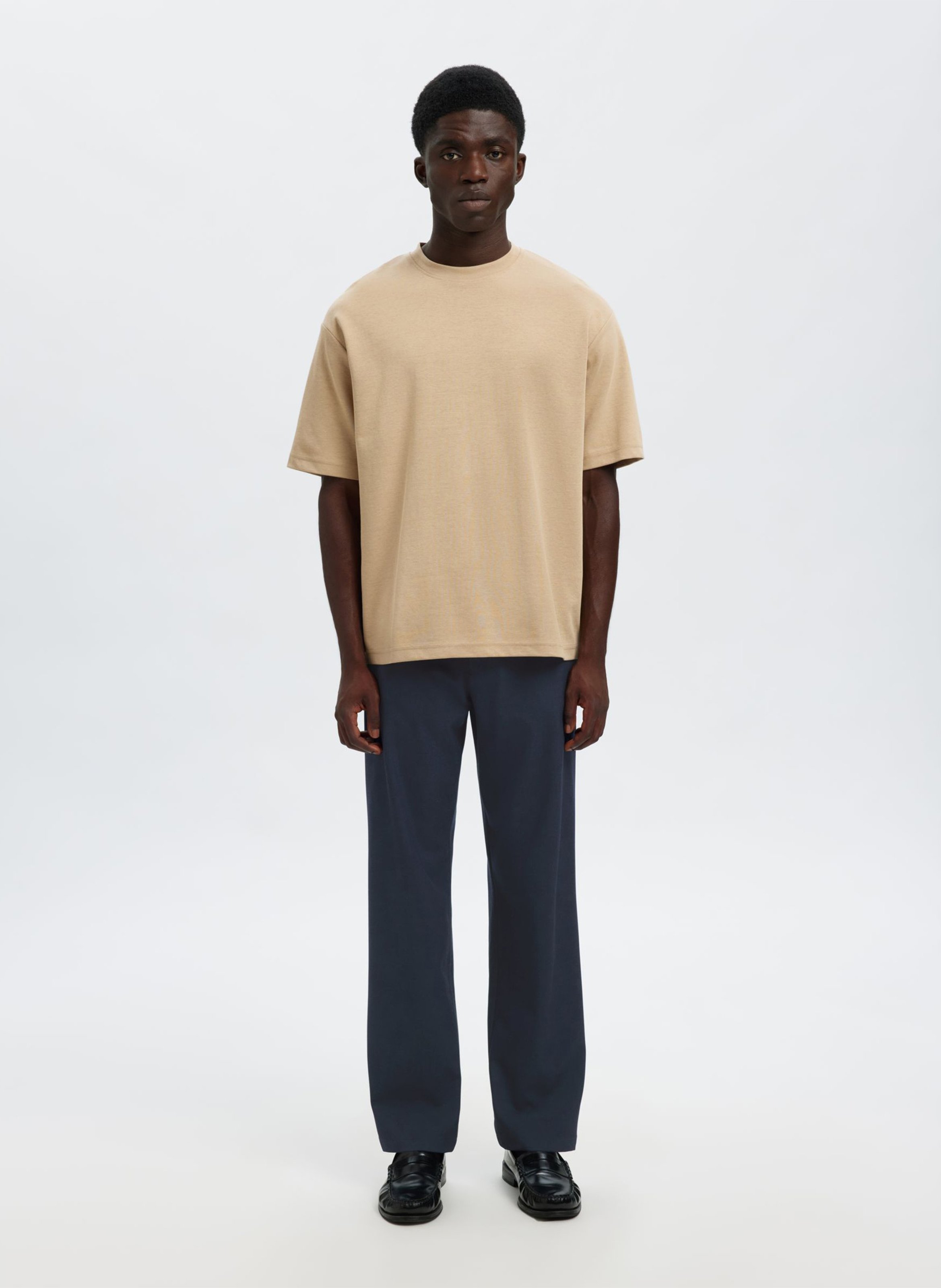 Straight pants in mixed recycled fibers SELECTED Blue