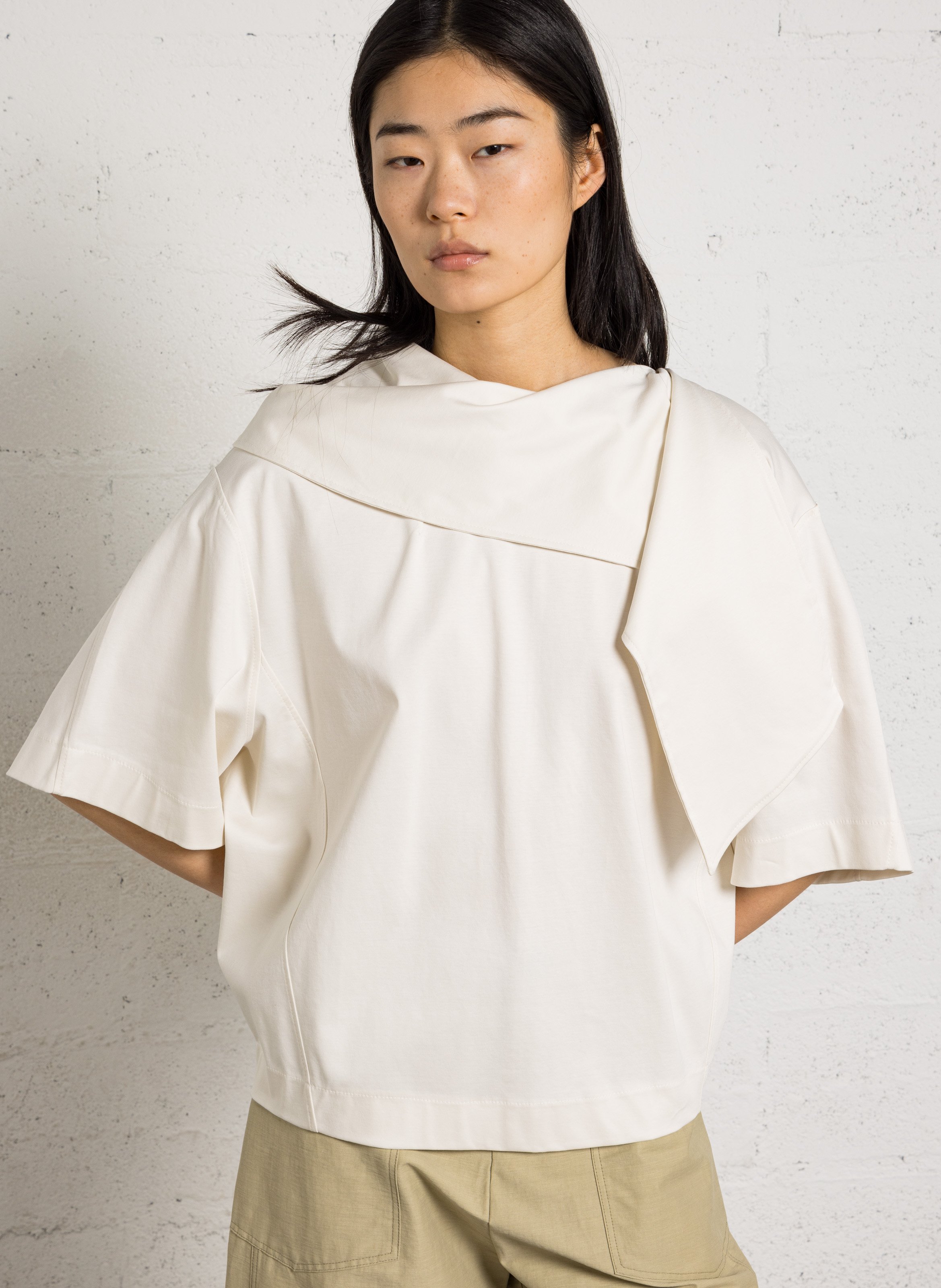 Round-neck organic cotton top SOEUR White