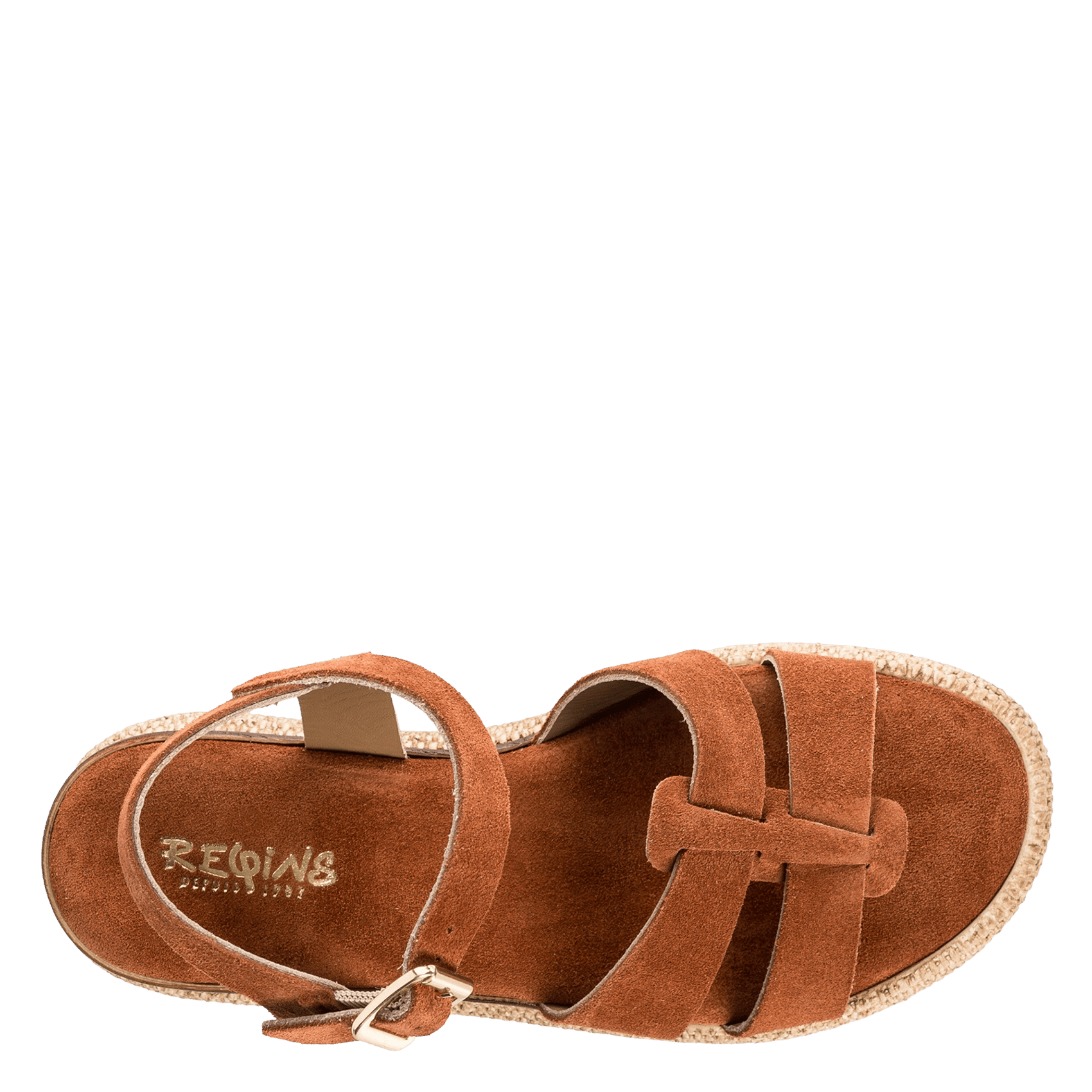 Veloursleder-Sandalen mit Keilabsatz Orange