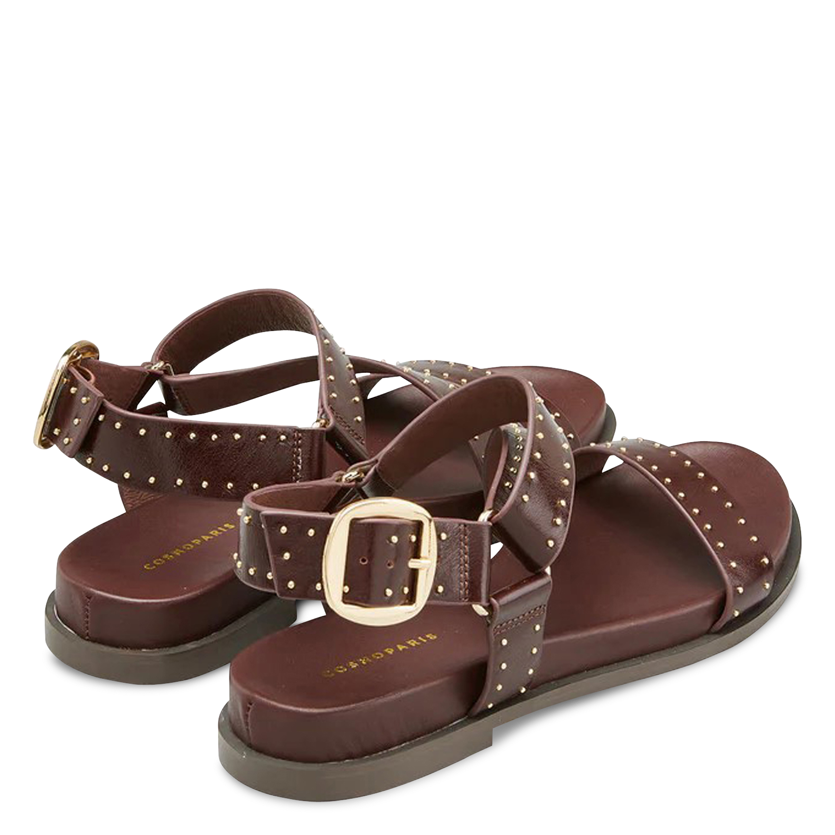 Sandales plates en cuir COSMOPARIS Rouge