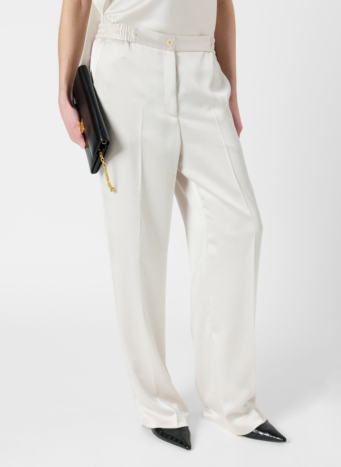 Pantalon droit taille haute en satin uni GERARD DAREL