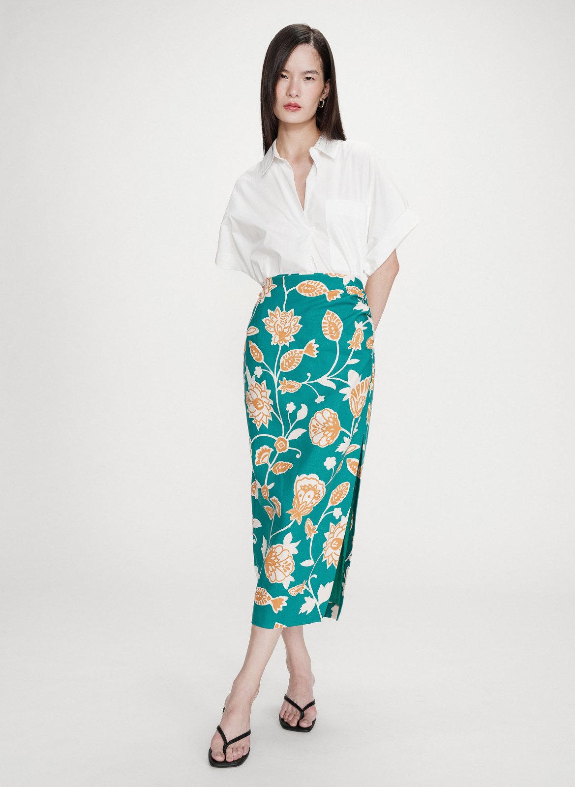 Floral print midi skirt GRACE ET MILA Green