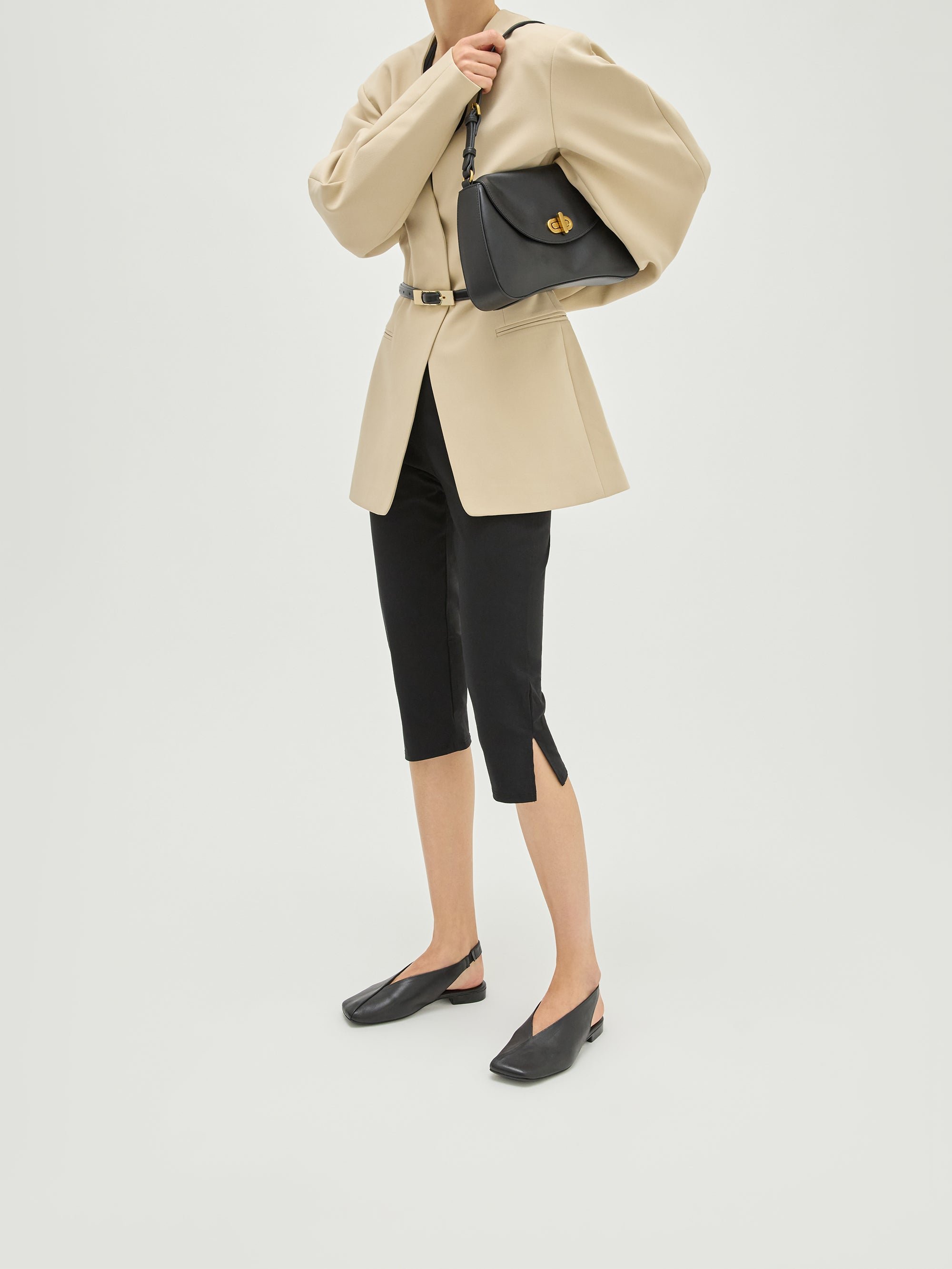 Square-toe slingback ballet flats VANESSA WU Black