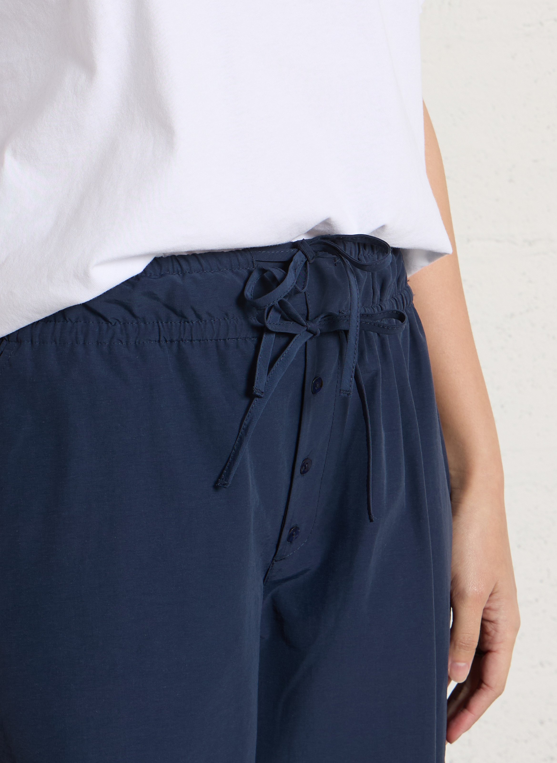 Ballon capri broek met hoge taille Blauw