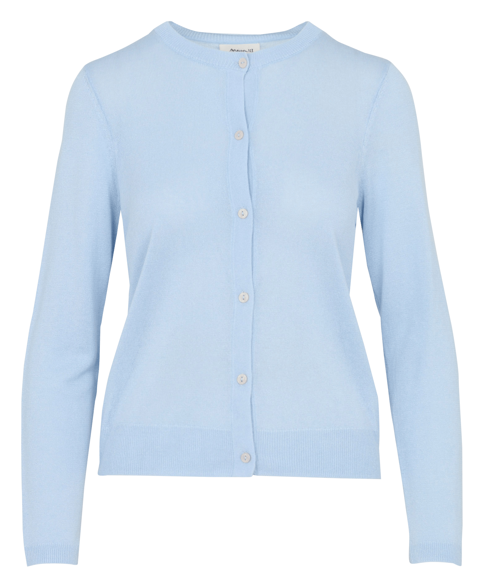 Gilet droit col rond en maille mélangée MAISON 123 Bleu