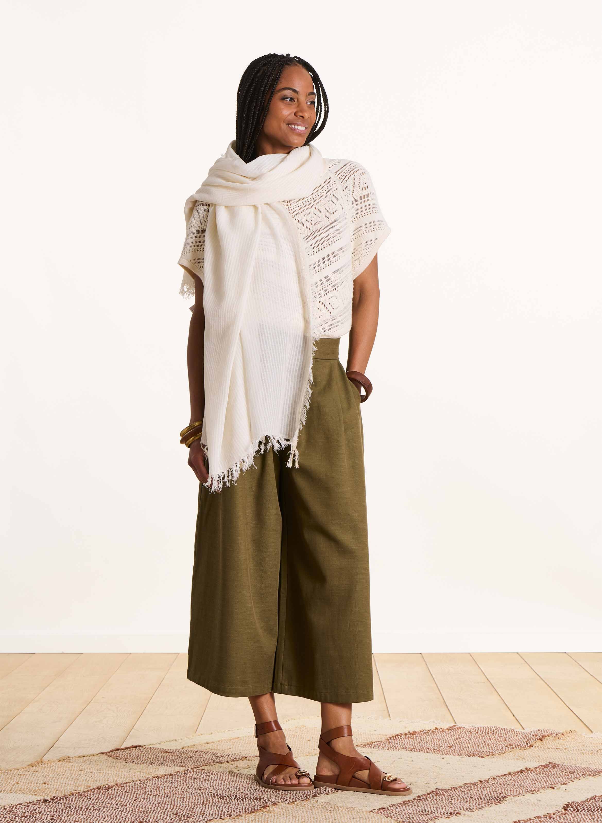 Opyntale - Foulard aus Baumwoll-Mix LA FEE MARABOUTEE Weiss