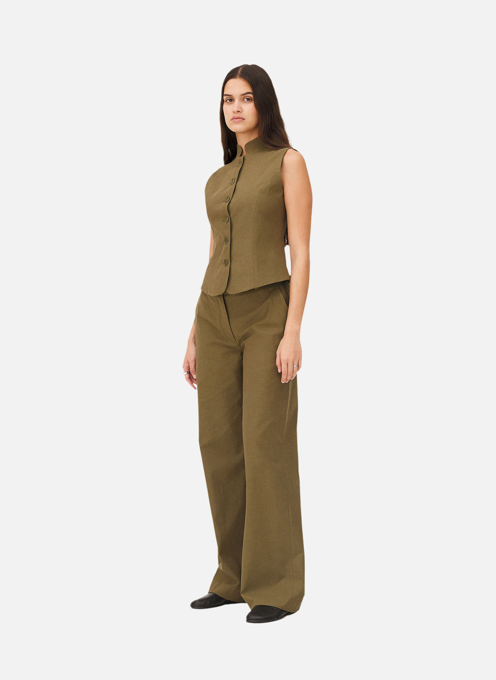 Flared pants GILIA KHAKI BROWN | Green Noyoco Men