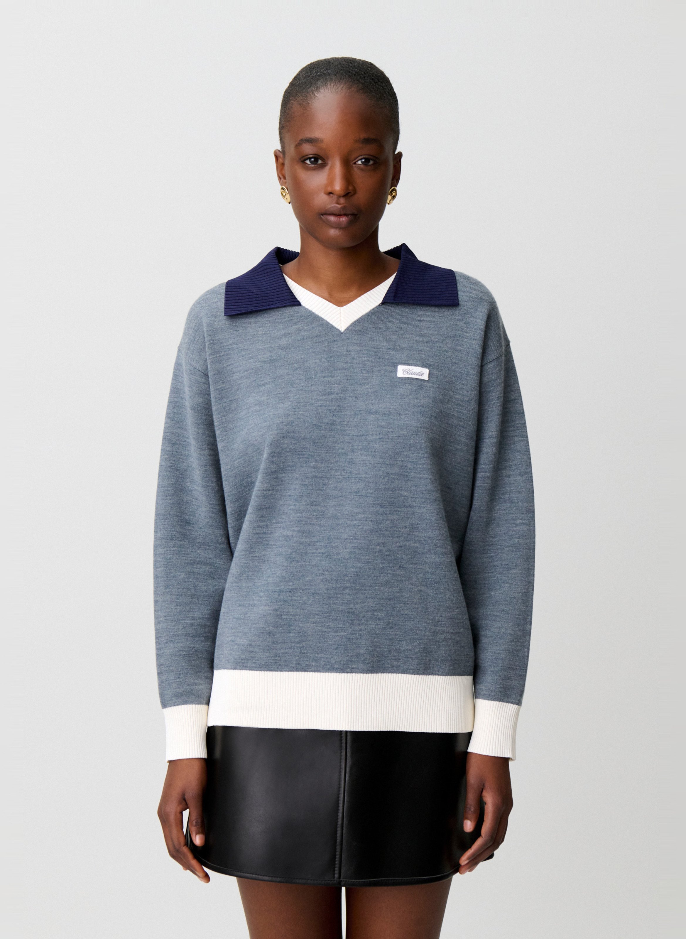 Wool-blend sweater with classic collar CLAUDIE PIERLOT