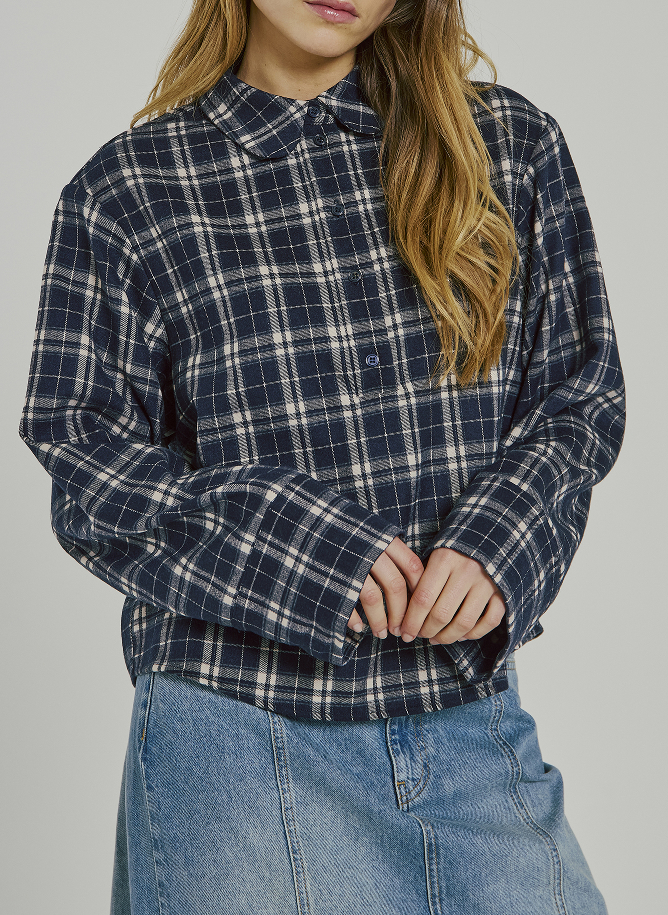 Blouse met klassieke kraag NORR Blauw