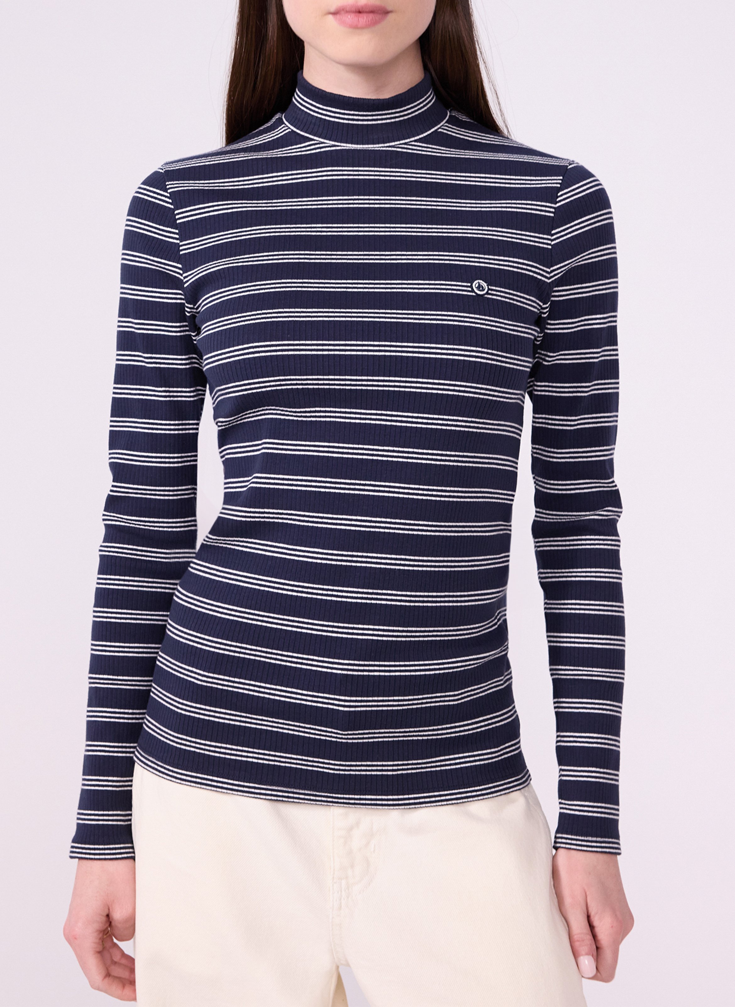 T-shirt à rayures en coton mélangé PETIT BATEAU Gris