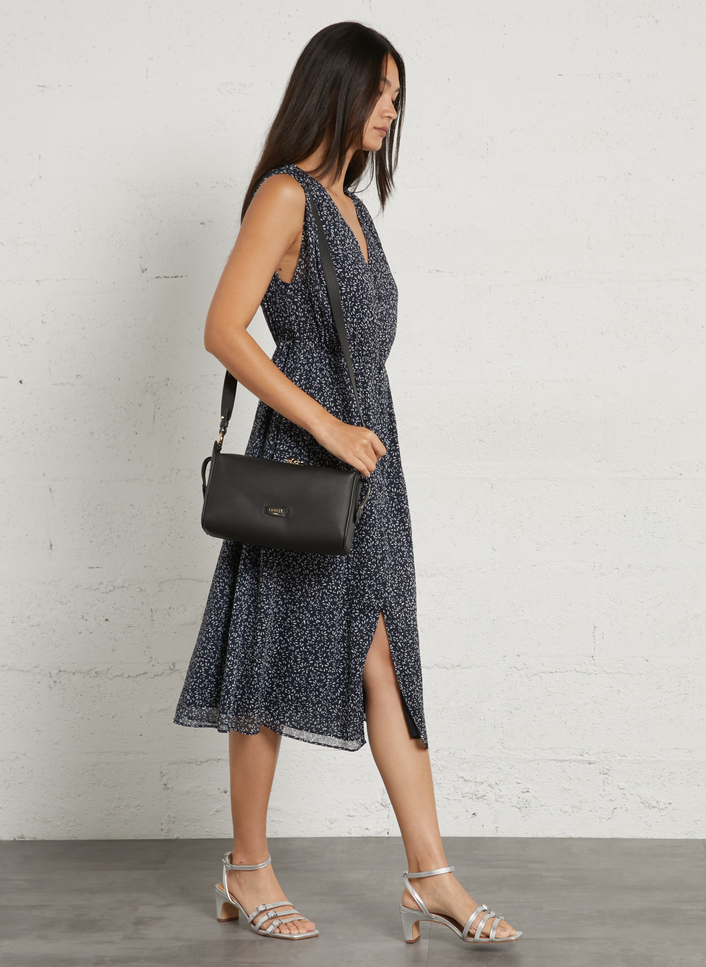 Gefütterte Hobo-Tasche aus genarbtem Leder LANCEL Schwarz