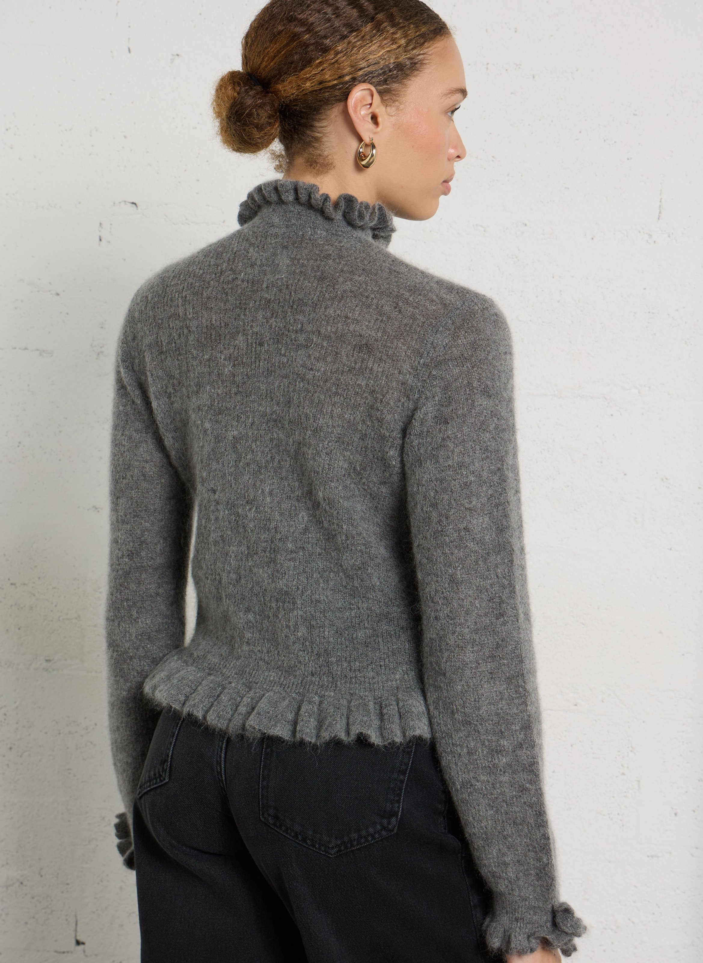 Wollmix-Pullover mit Stehkragen DES PETITS HAUTS Grau