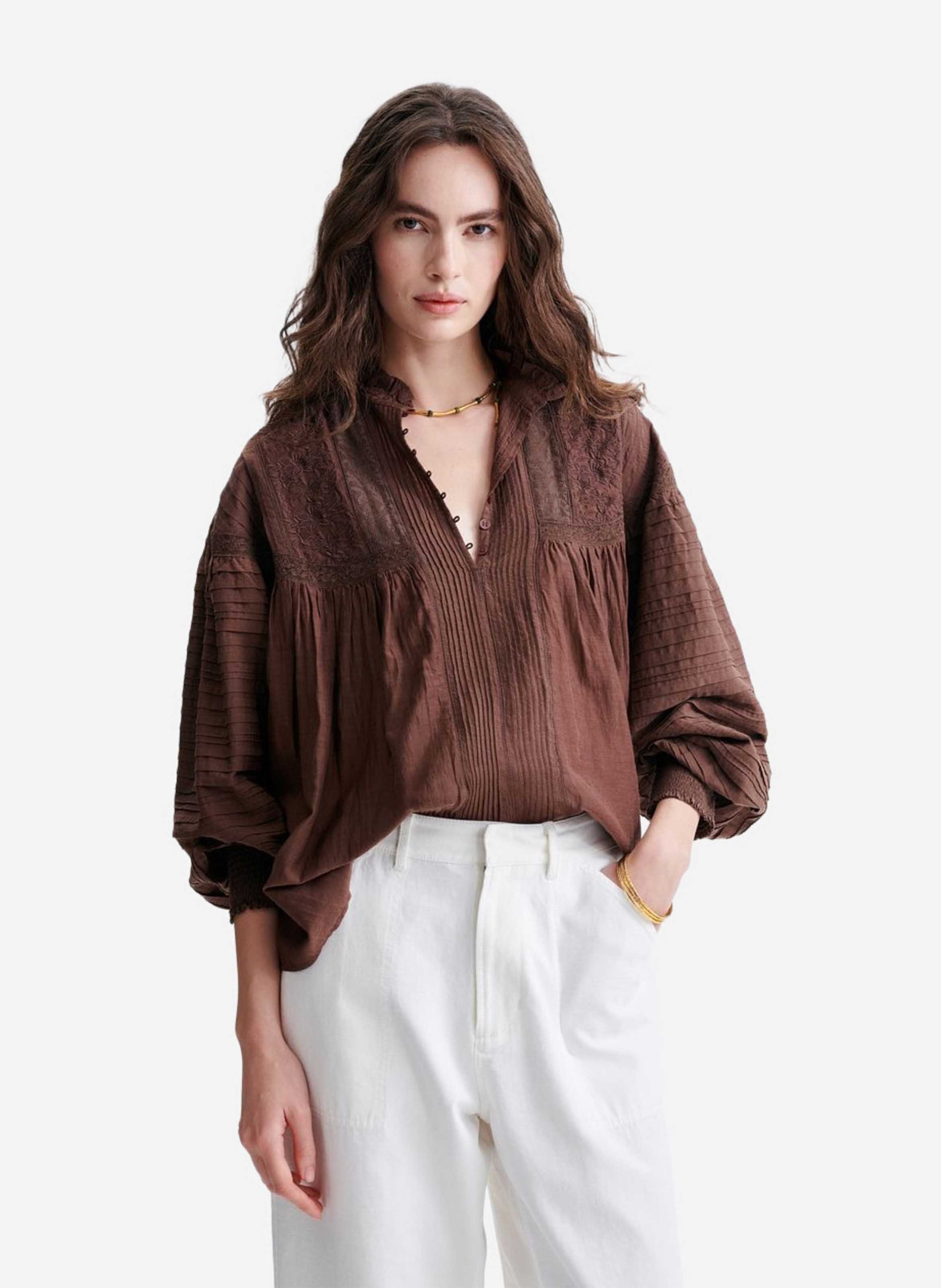 Bluse mit geradem viktorianischem Kragen aus Baumwollmischung VANESSA BRUNO