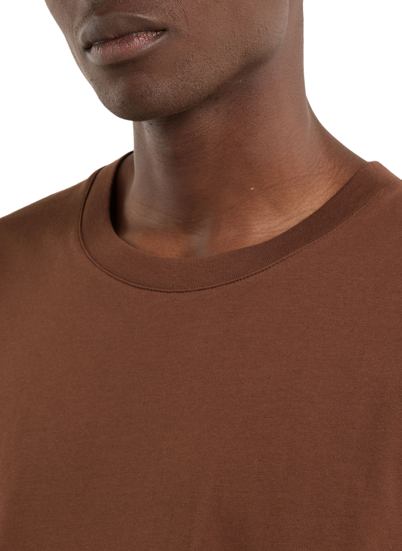 Round neck cotton baff-o T-shirt | Brown SAISON 1865 Men