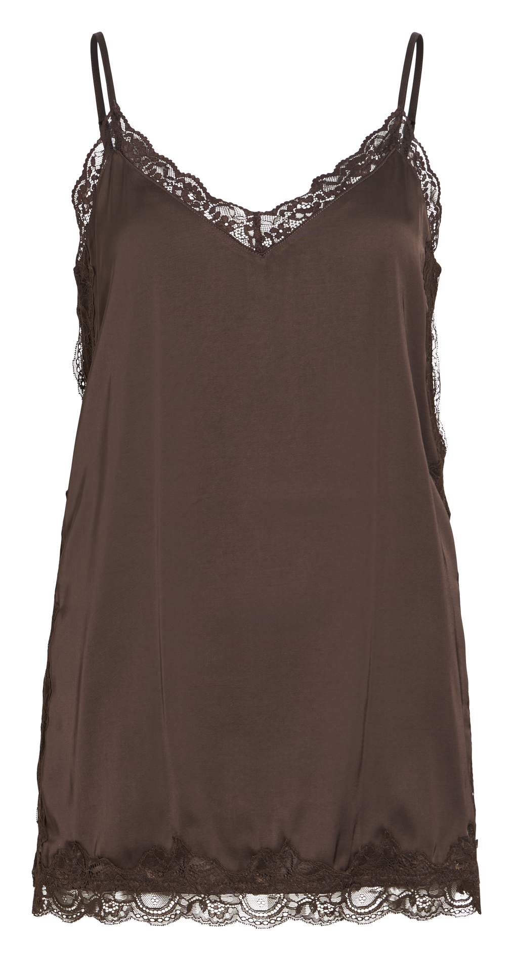 Top sans manches satiné à dentelle VILA Marron