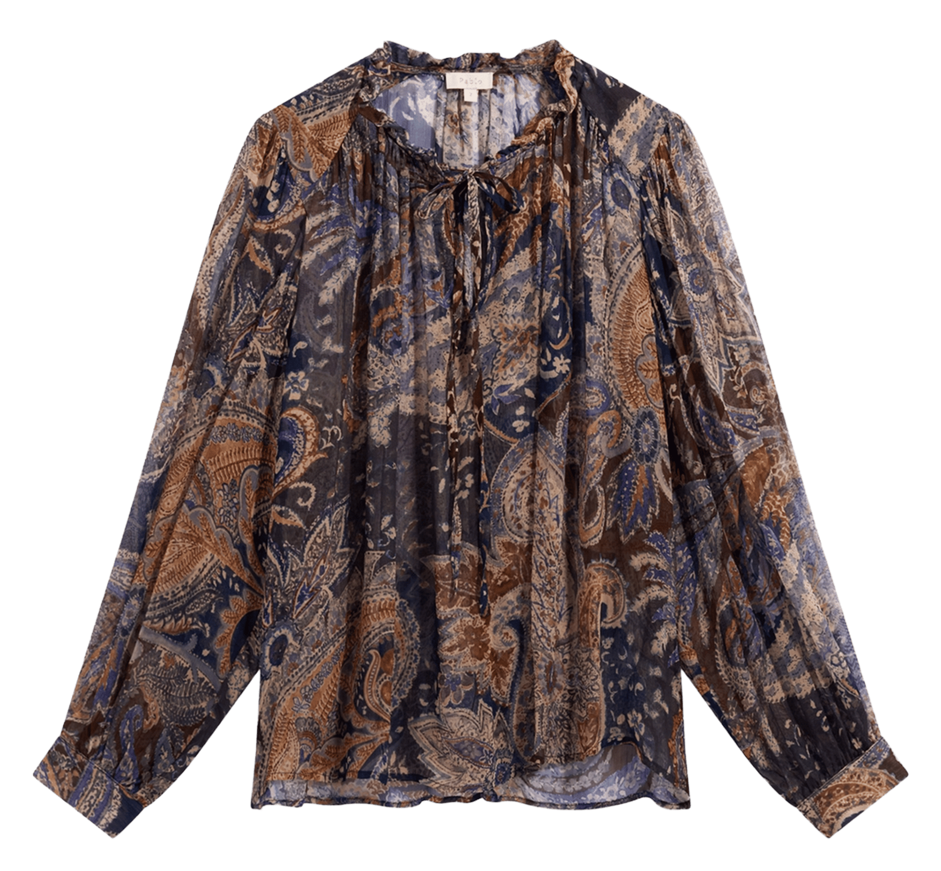 Fluid ruffled printed blouse PABLO Blue