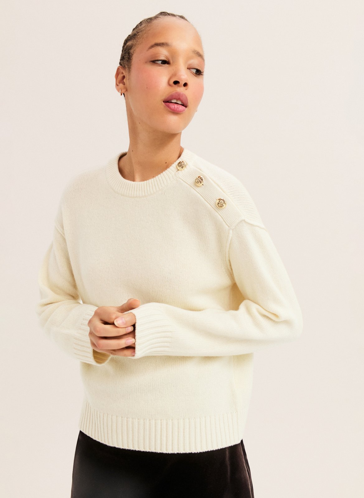 Round-neck wool sweater PABLO Beige