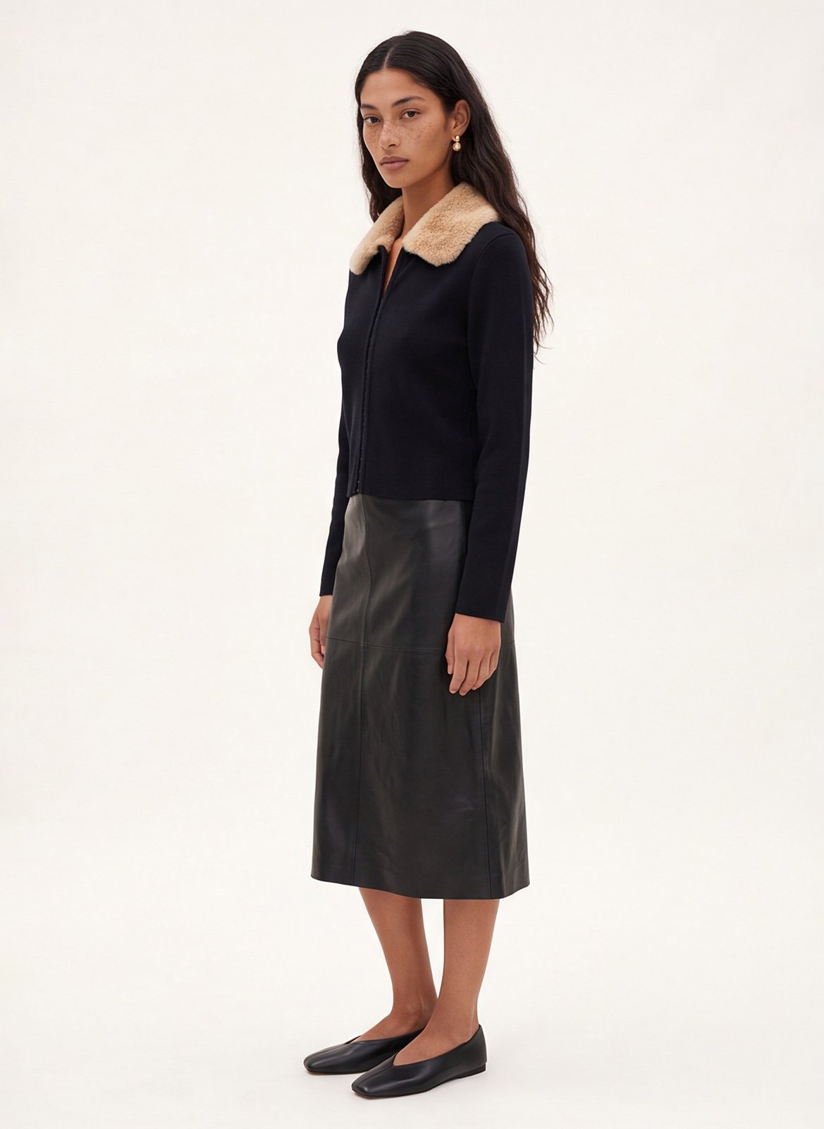 Recht gilet met kraag met imitatiebontlook KOOKAI Zwart