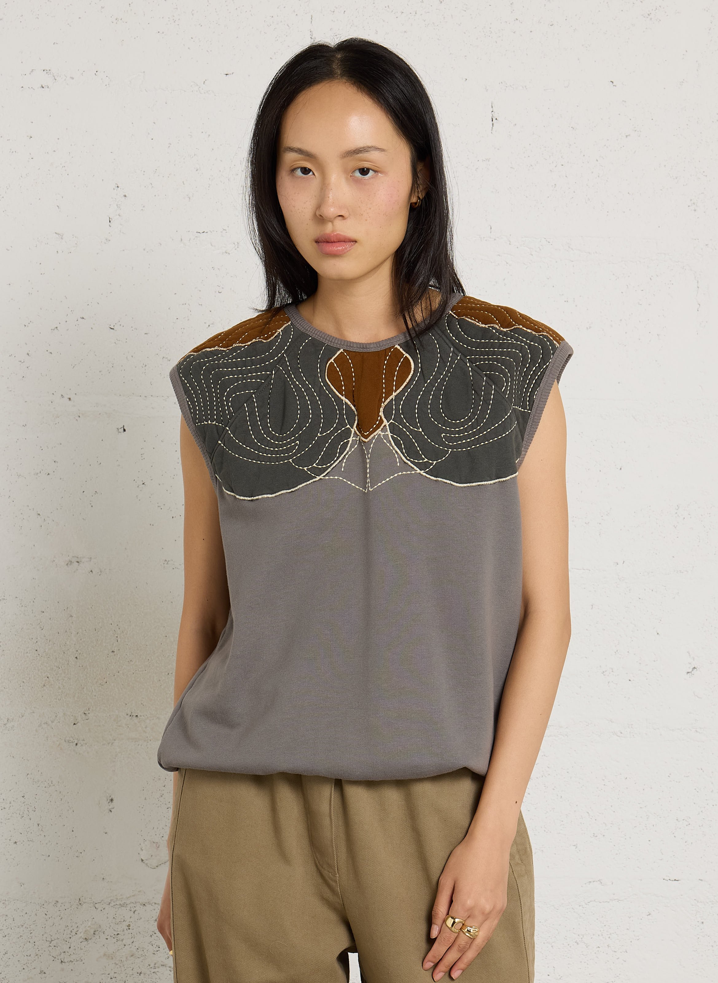 Oversized sweater van biologisch katoenmix LEON & HARPER Grijs