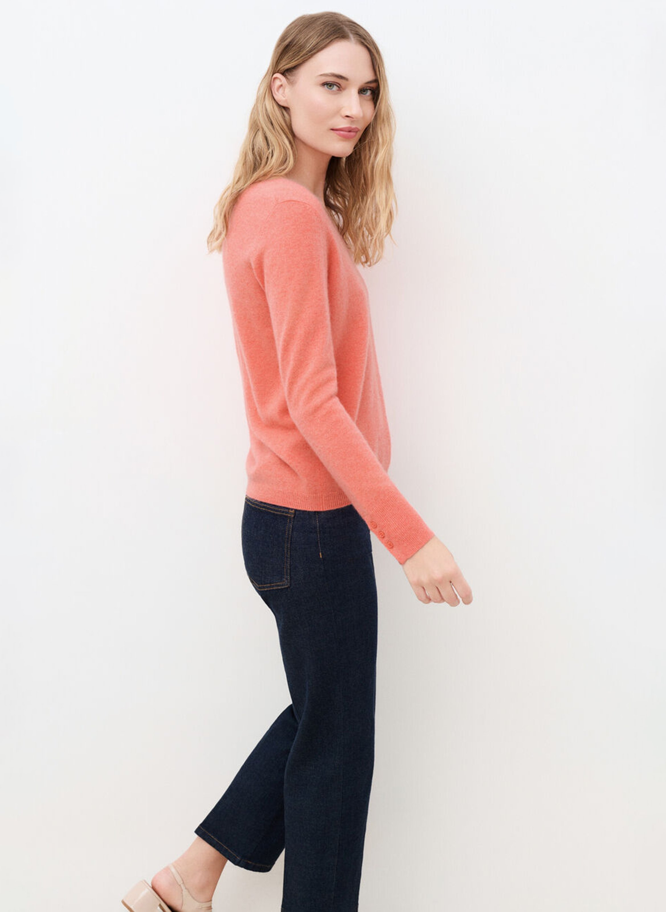Solid cashmere V-neck sweater | Pink CAROLL Women