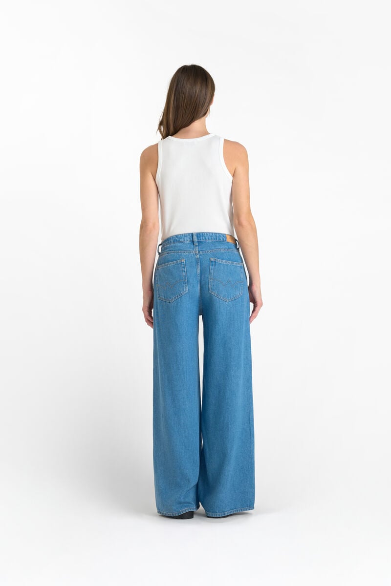 High-waisted loose-fit zip jeans LE TEMPS DES CERISES Blue