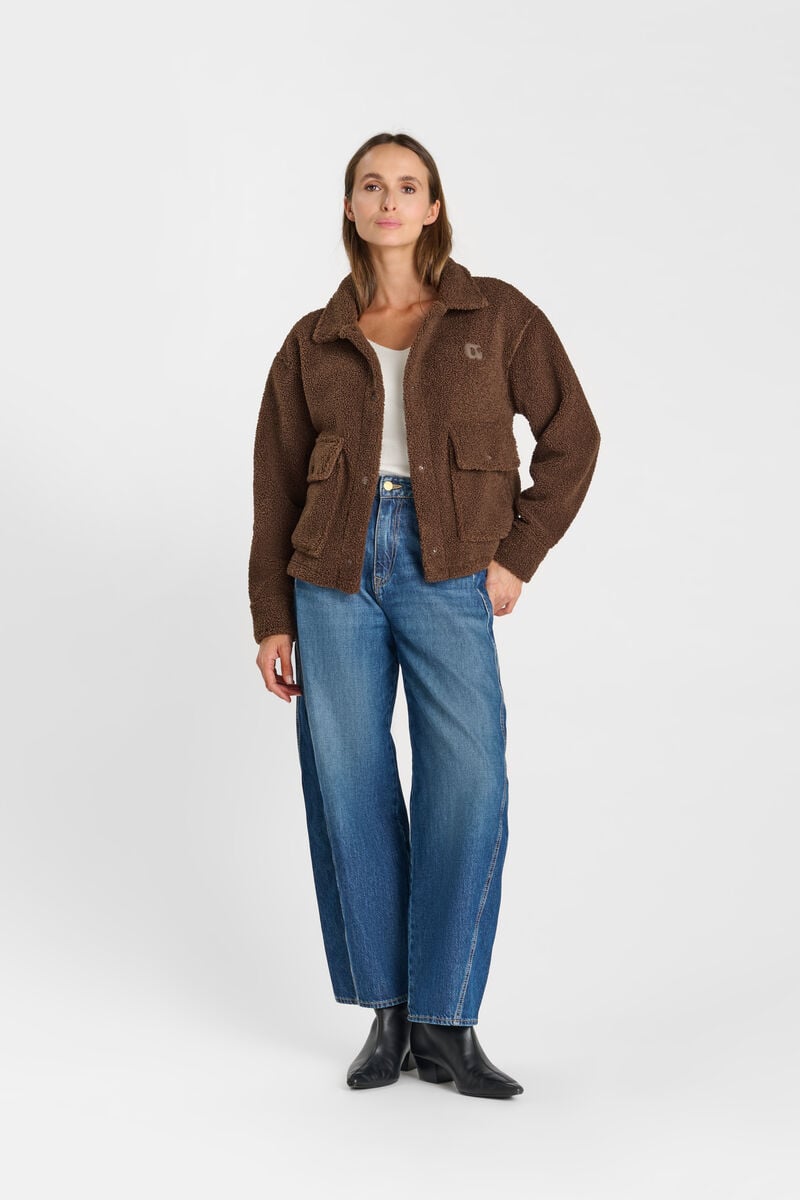 High-Neck Snap-Button Jacket LE TEMPS DES CERISES Brown