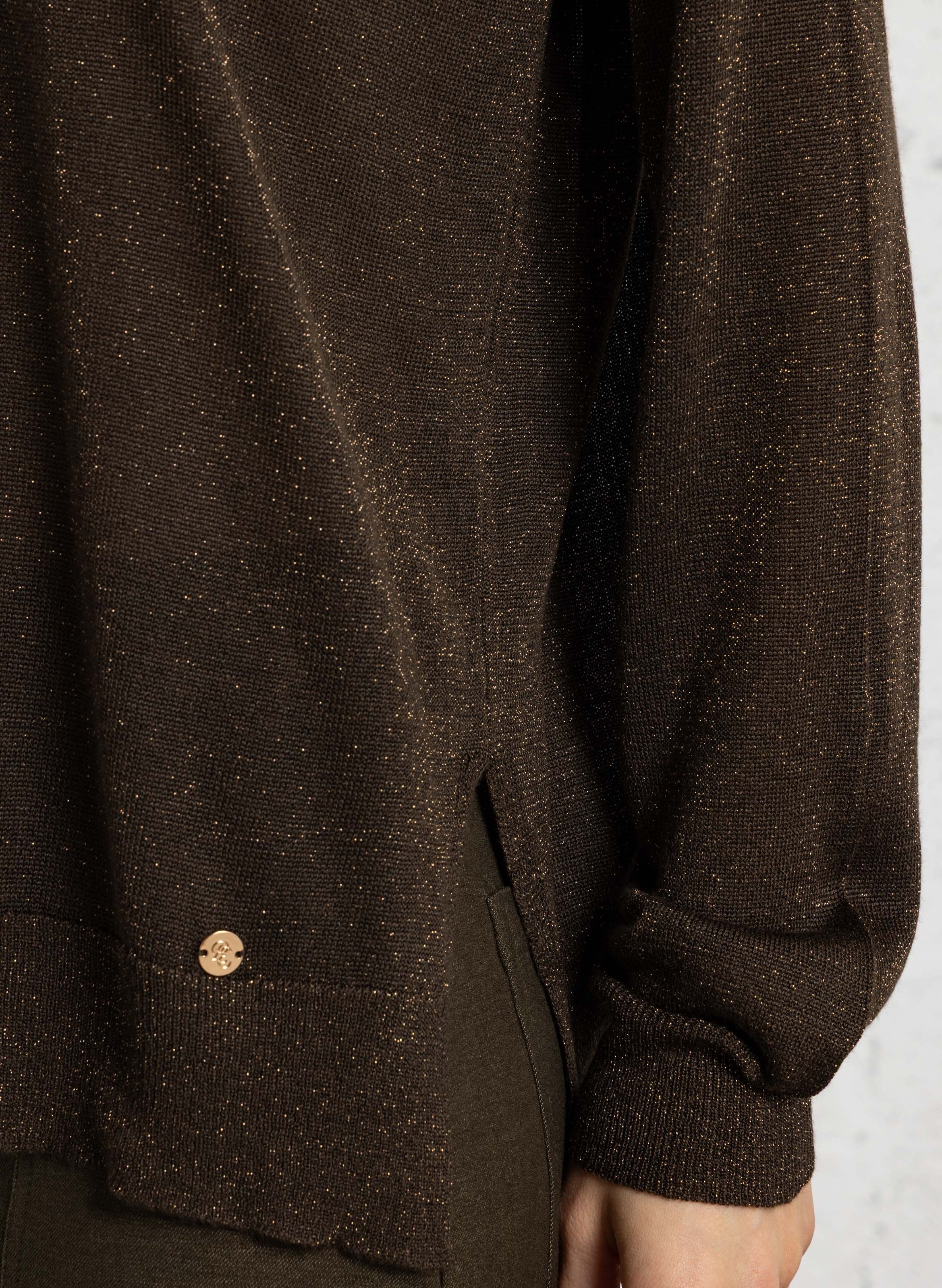 Straight Long-Sleeved Top in Fine Knit LA PETITE ETOILE Khaki