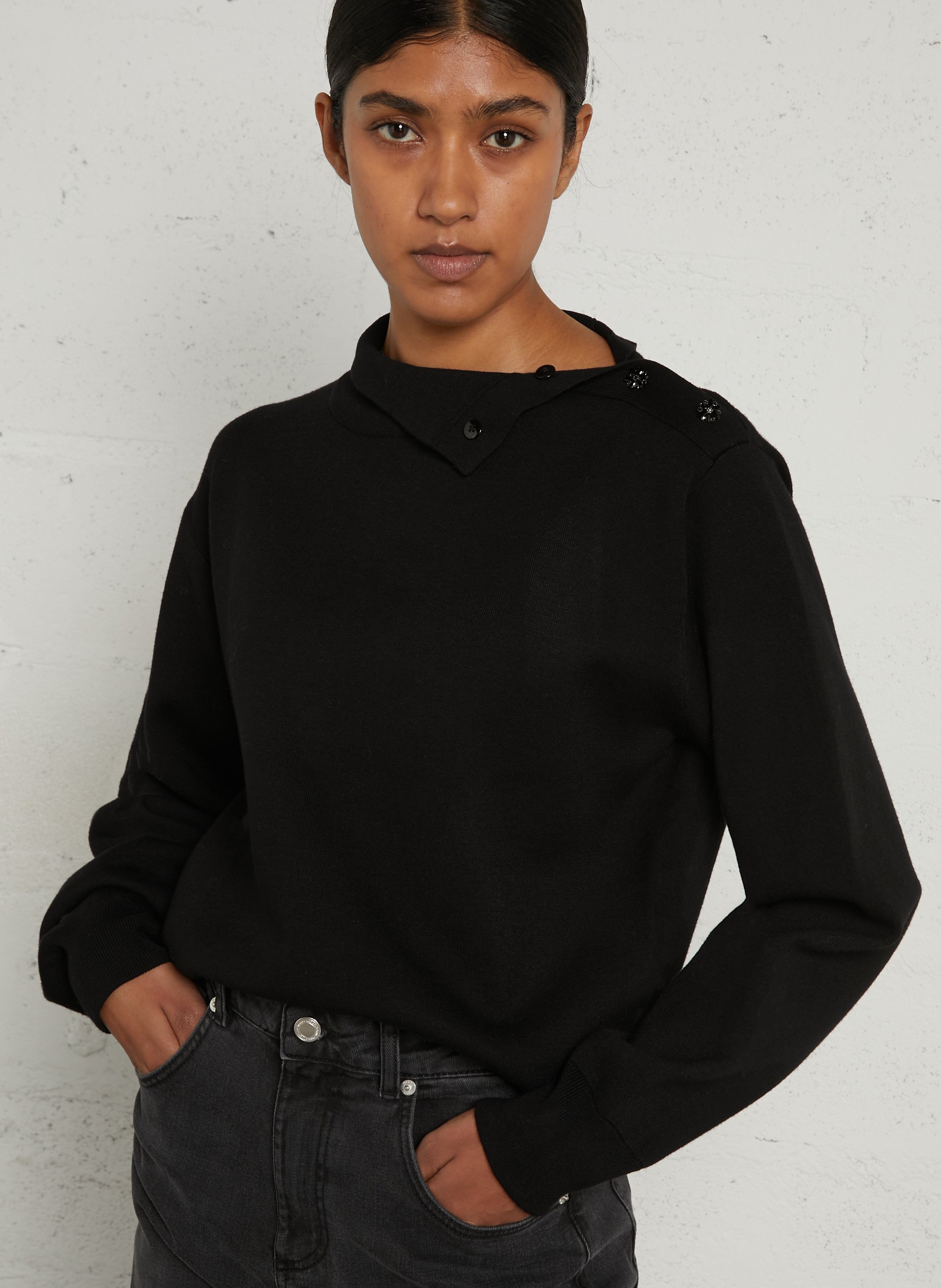 High-neck sweater with buttons IKKS Black