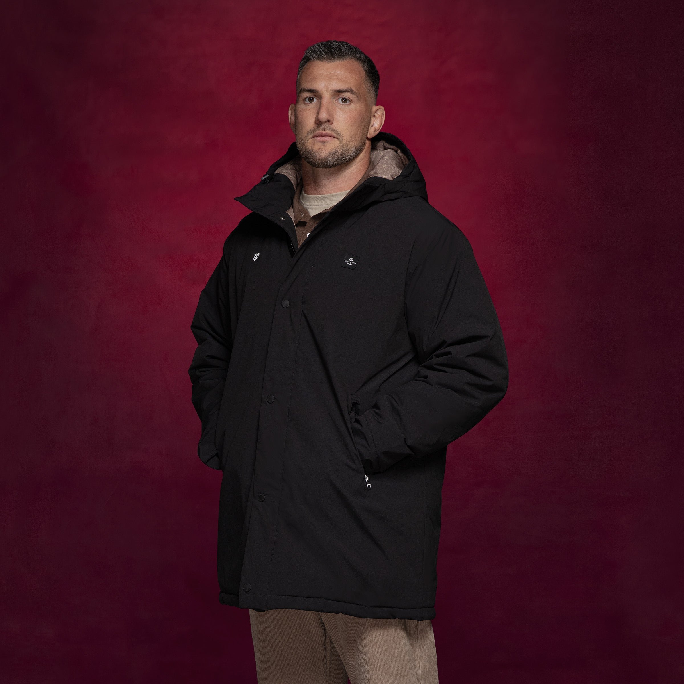 Mid-length waterproof hooded parka SERGE BLANCO Black