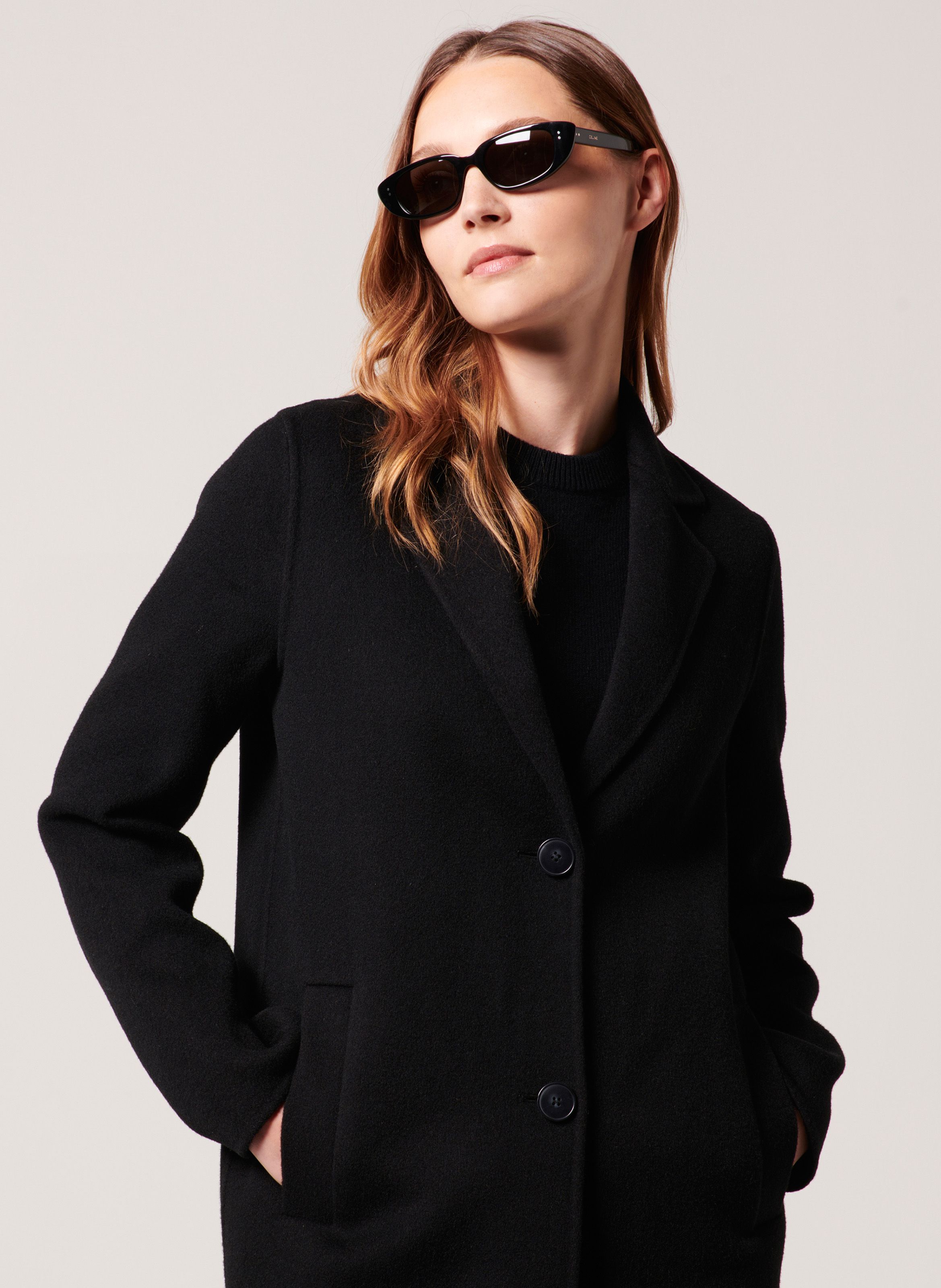 PINKO batwing-sleeves wool-blend coat - Black