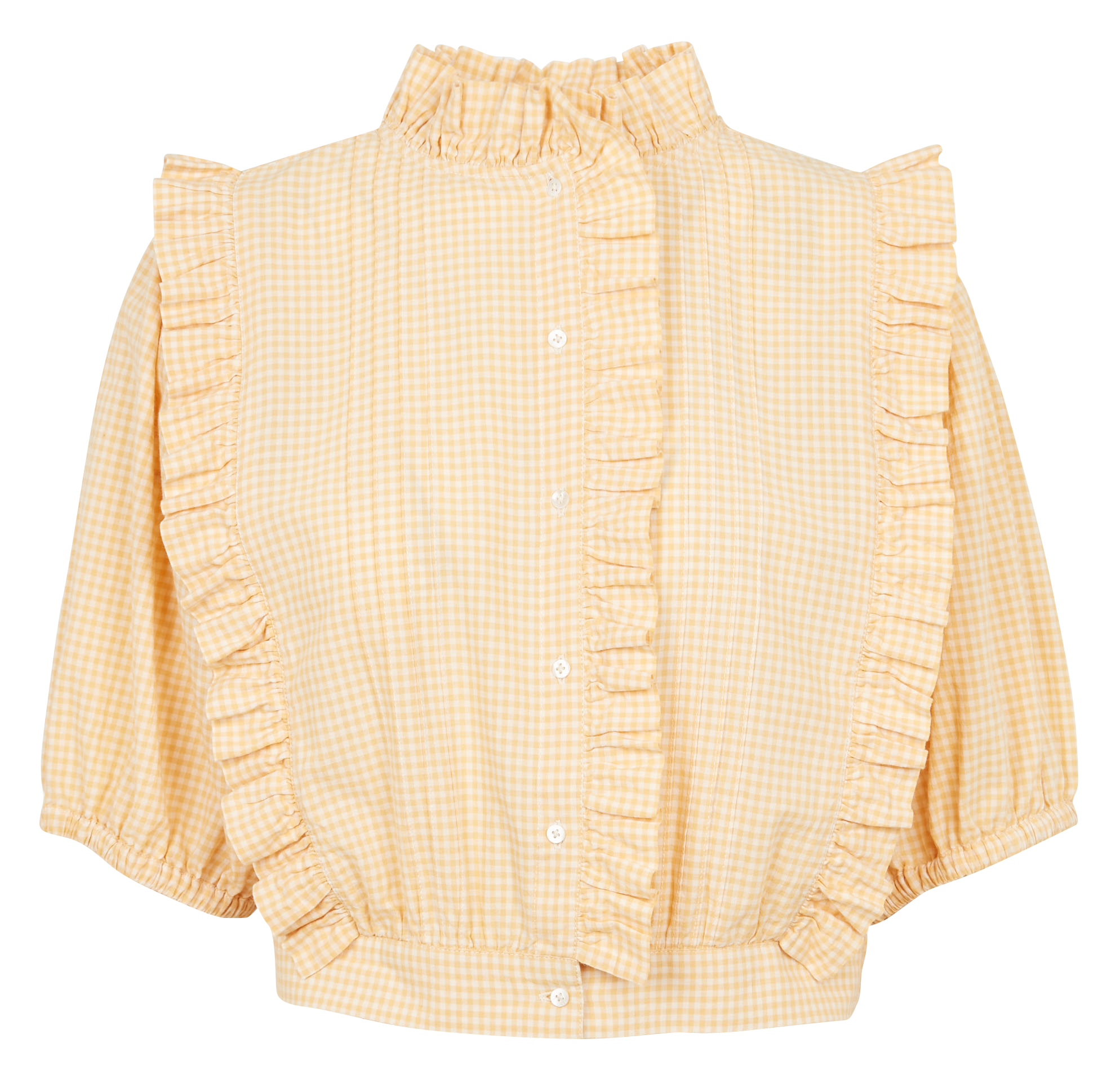 High-neck cotton blouse with ruffles EMILE ET IDA Yellow