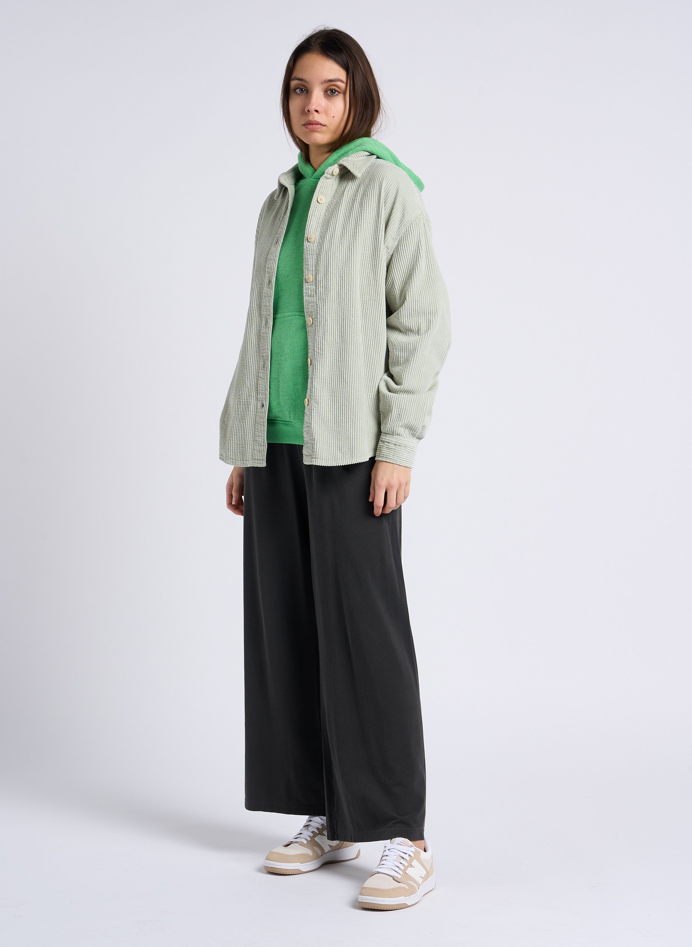 Wide-leg high-rise cotton-blend track pants AMERICAN VINTAGE Black