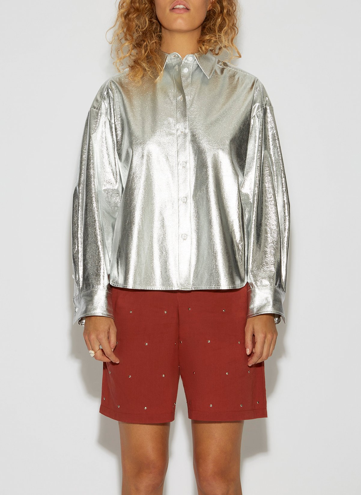 Metallic shirt with pointed collar ROSEANNA Silver