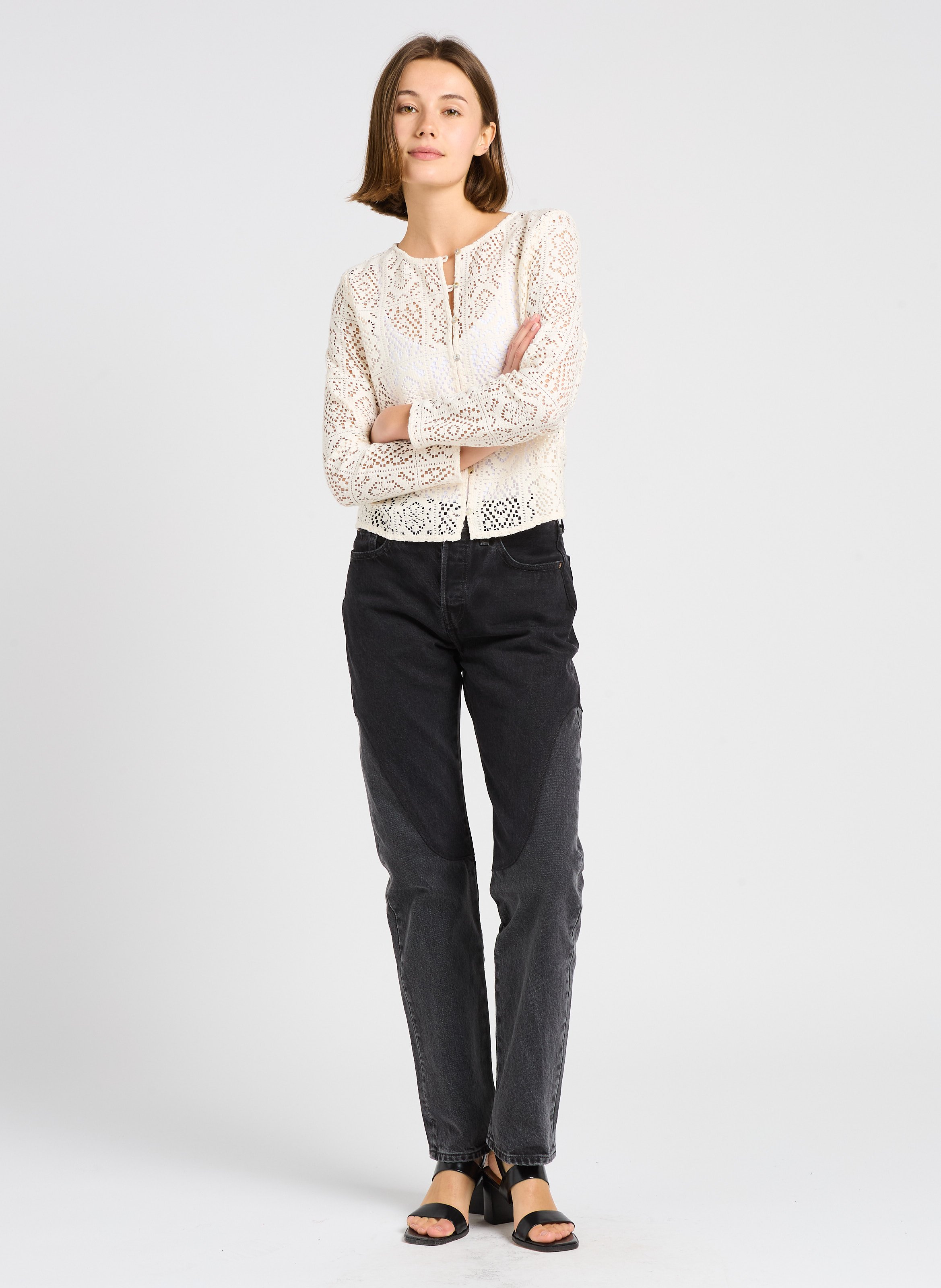 Straight Cut High Waist Jeans aus Baumwolle LEVI'S Schwarz