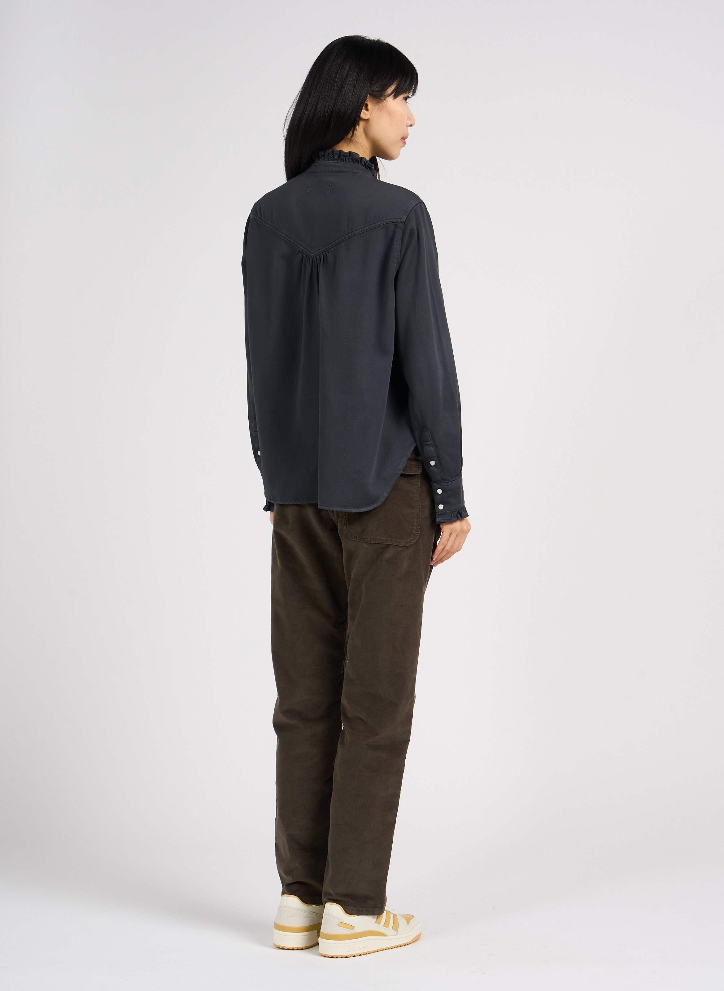 Gerade geschnittene Hose aus gemischtem Baumwoll-Velours. ACQUAVERDE Grun