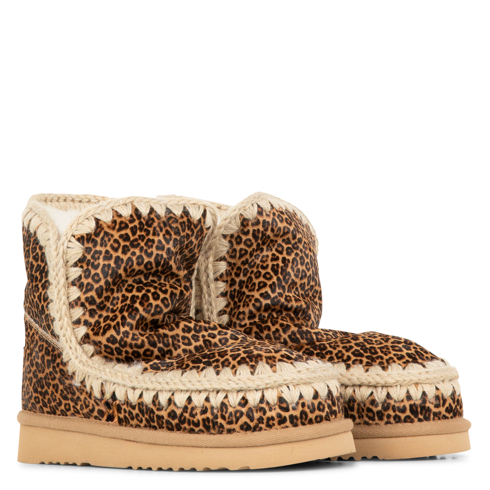 Bottines fourrées en cuir léopard MOU Multicolore