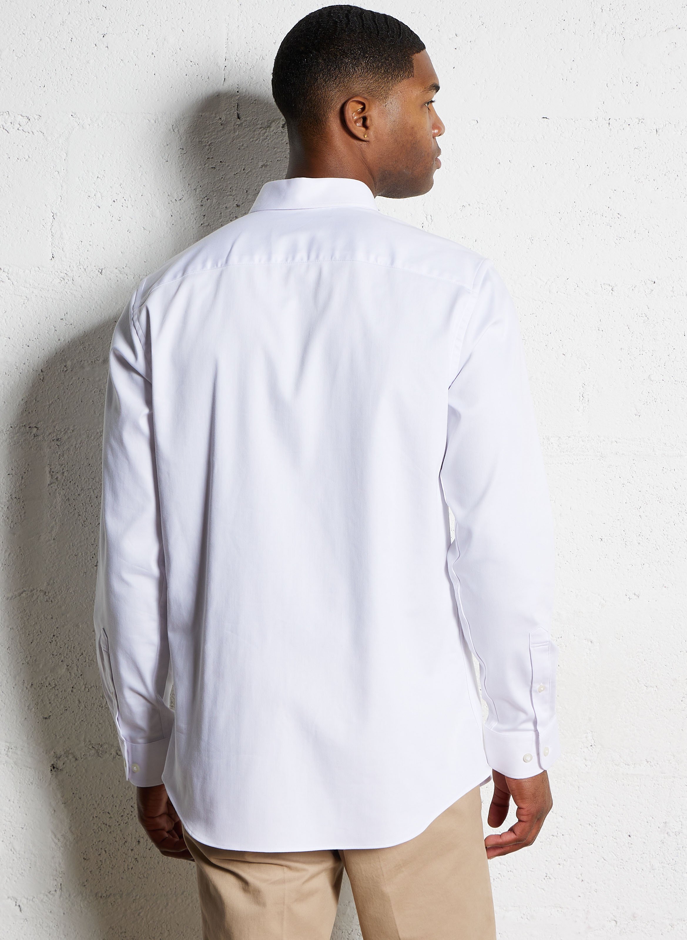 Regular shirt with classic collar in blended organic cotton SELECTED White