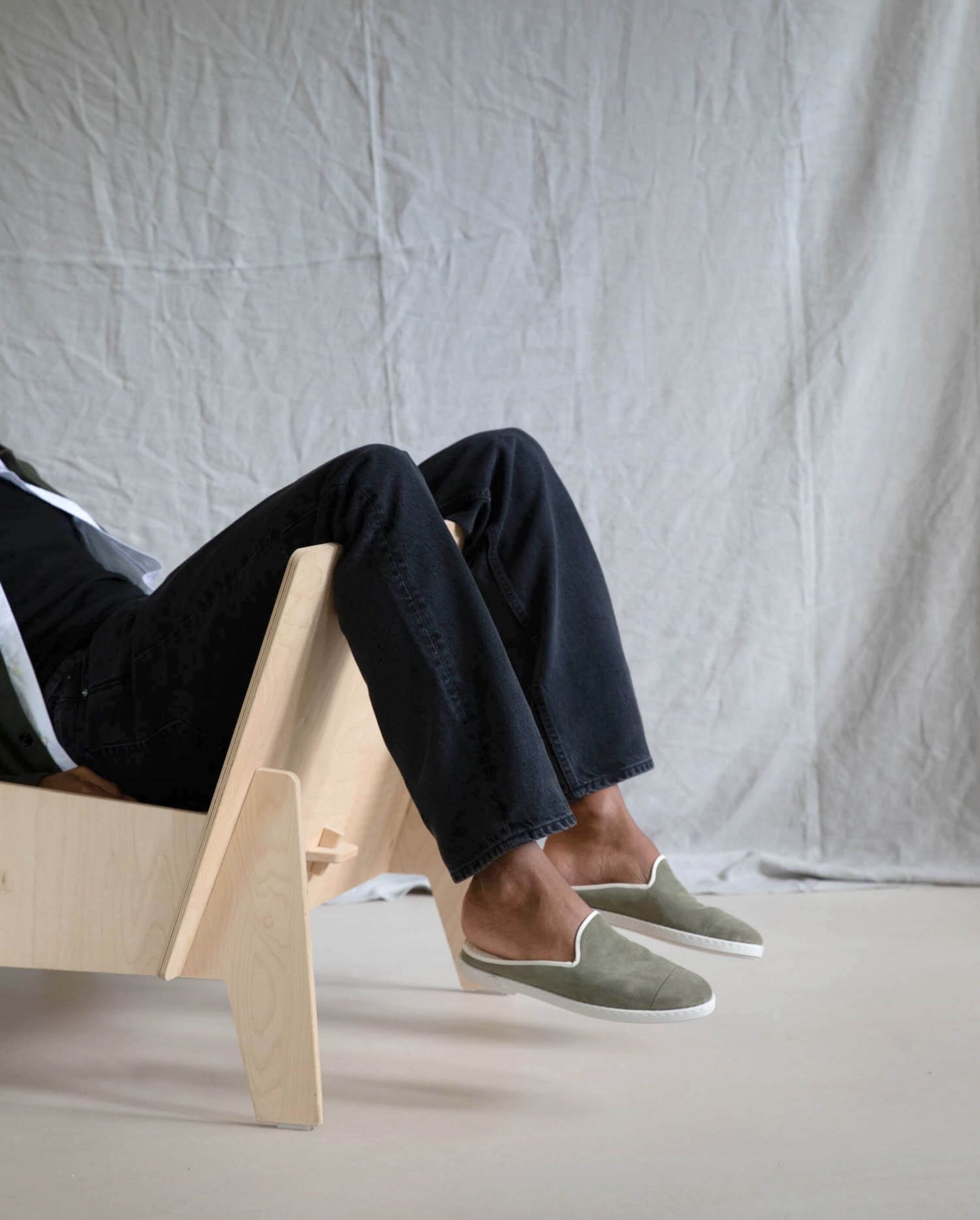 Men's leather mule, light khaki ANGARDE Khaki