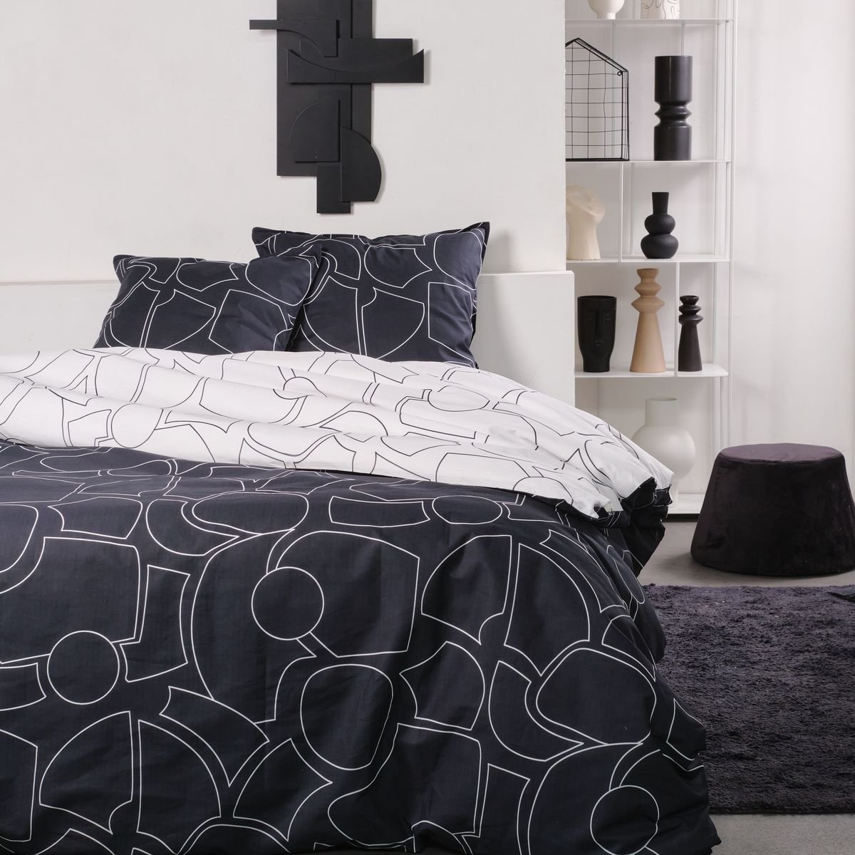 Printed cotton bed set TODAY LINGE DE MAISON Black