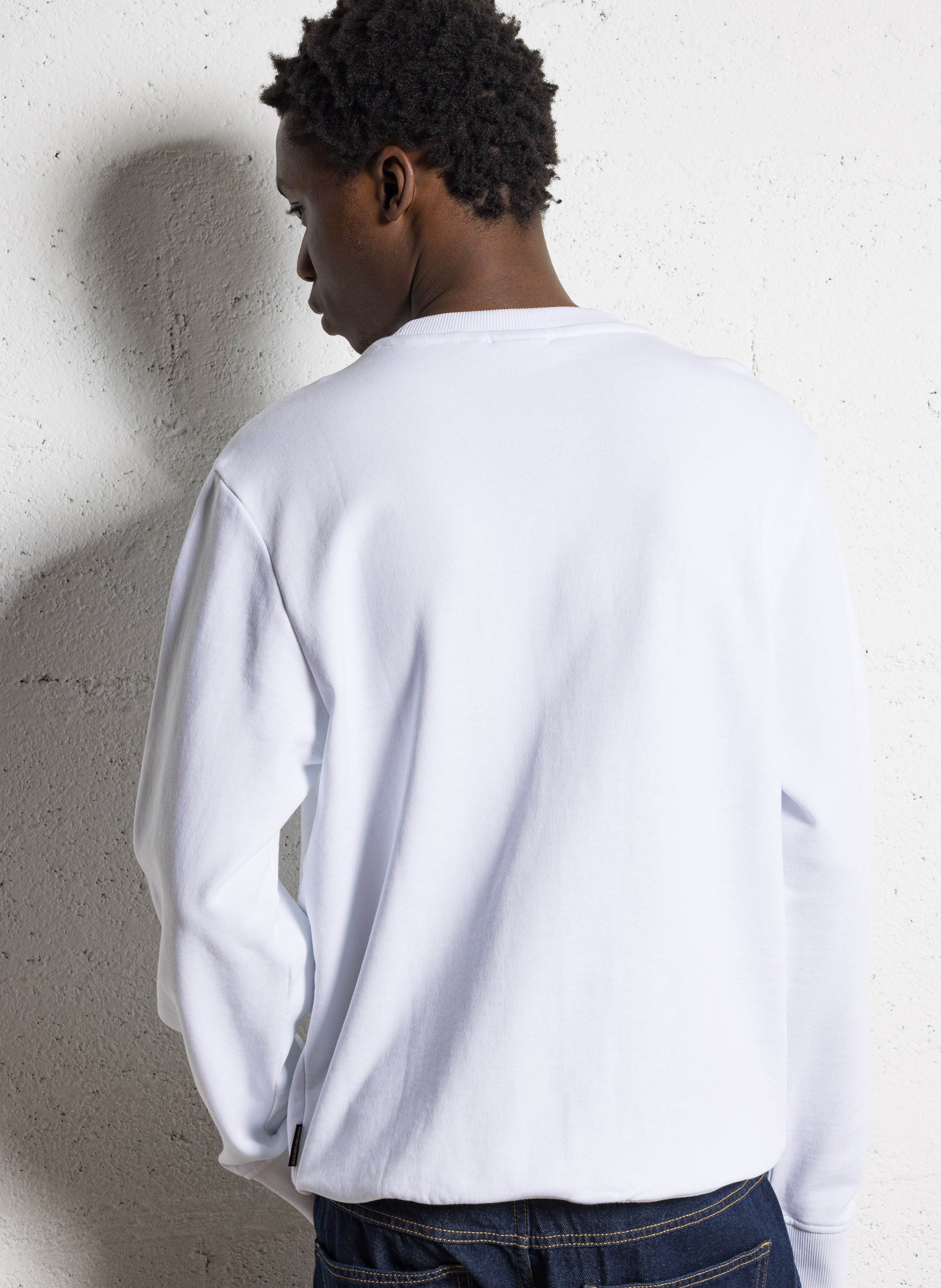 Sweat droit col rond en coton NAPAPIJRI Blanc