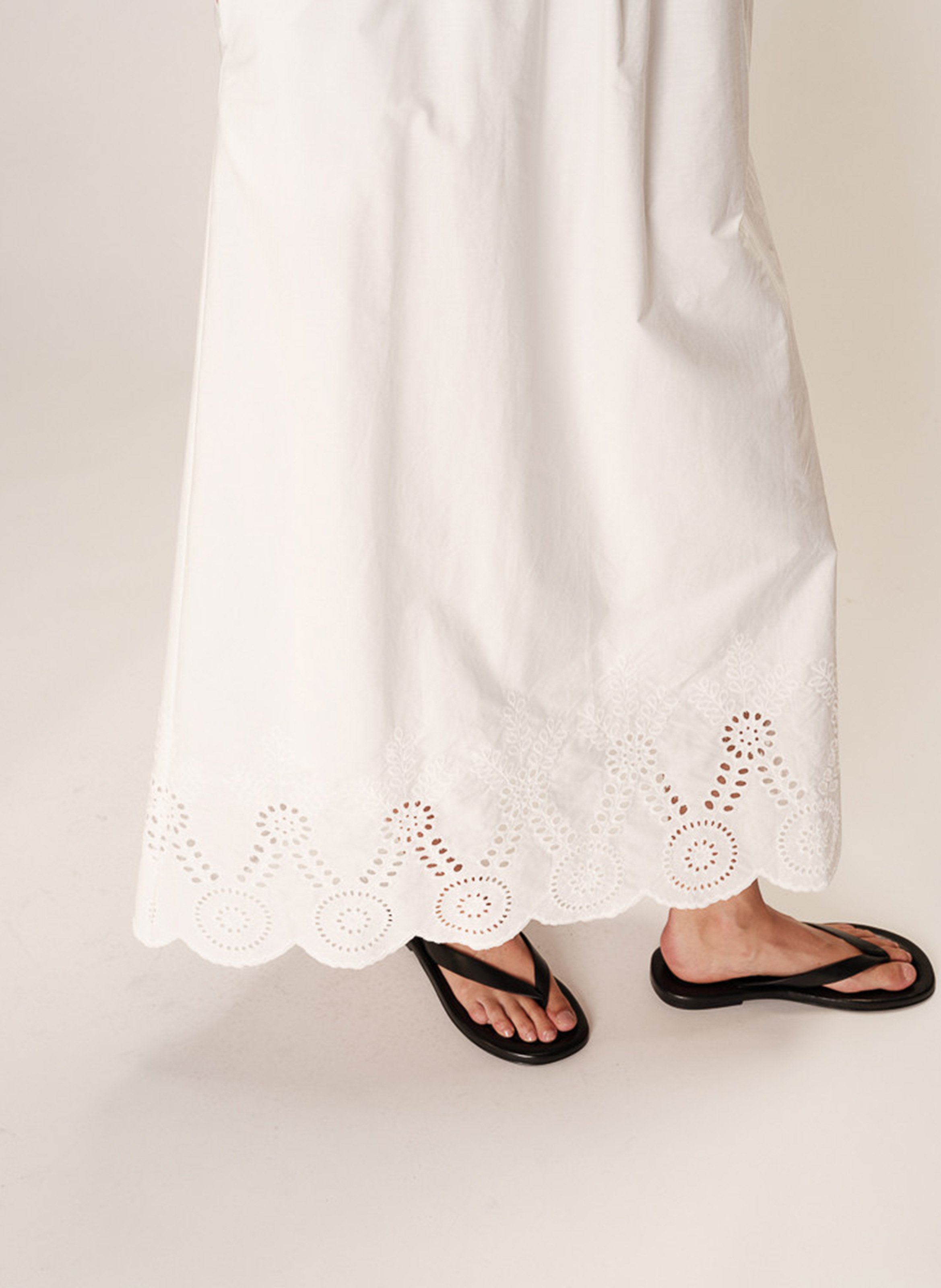 Long square neck cotton dress GRACE ET MILA White