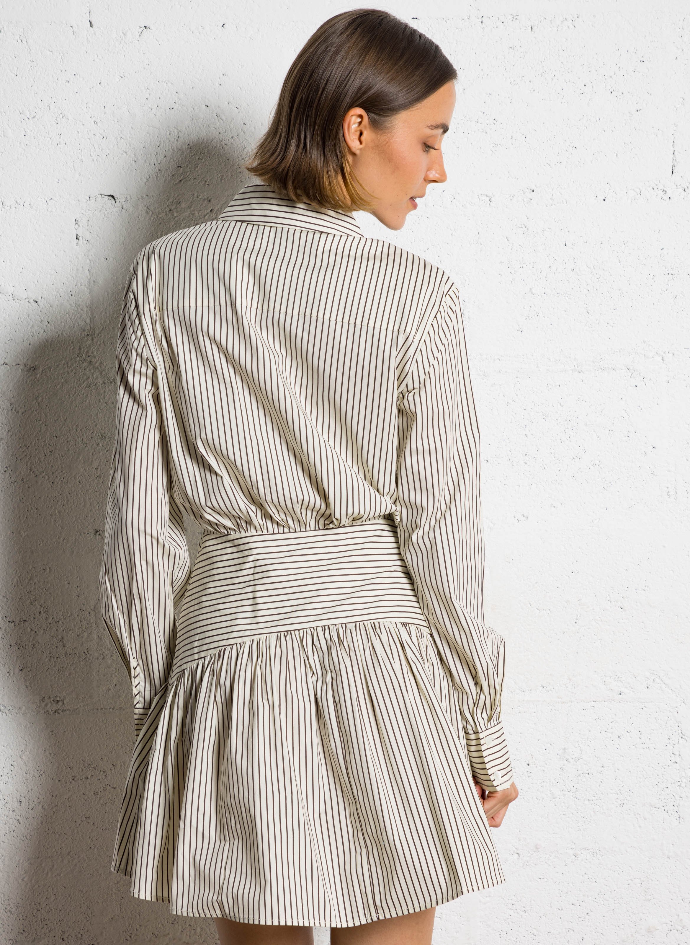 Short dress in striped blended cotton STAUD Multicolored