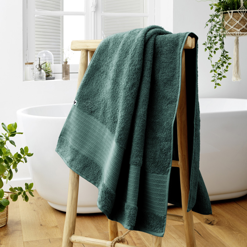 100% combed cotton bath towel L'EFFET PAPILLON Green