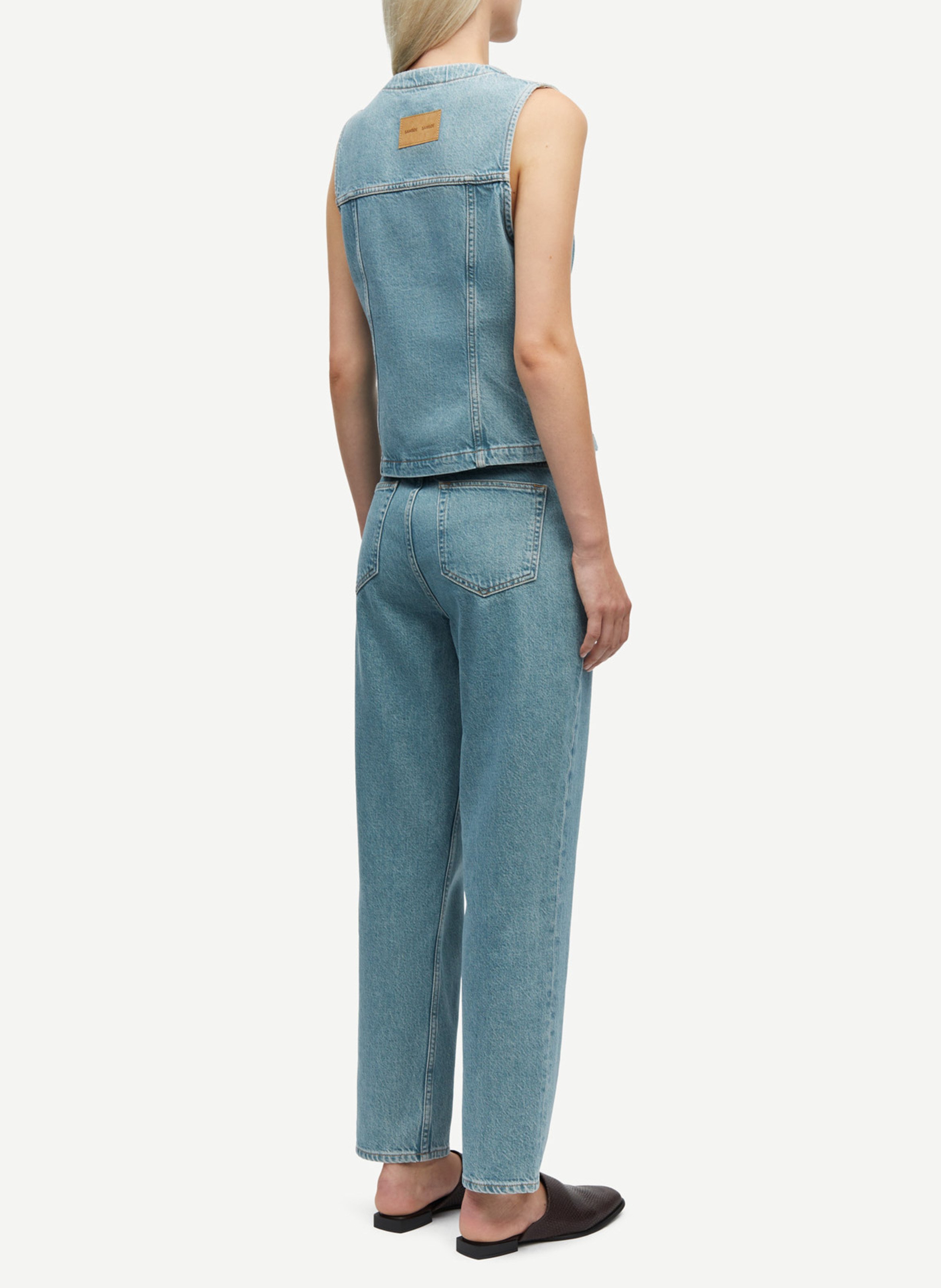 Top col v en denim SAMSOE SAMSOE Bleu