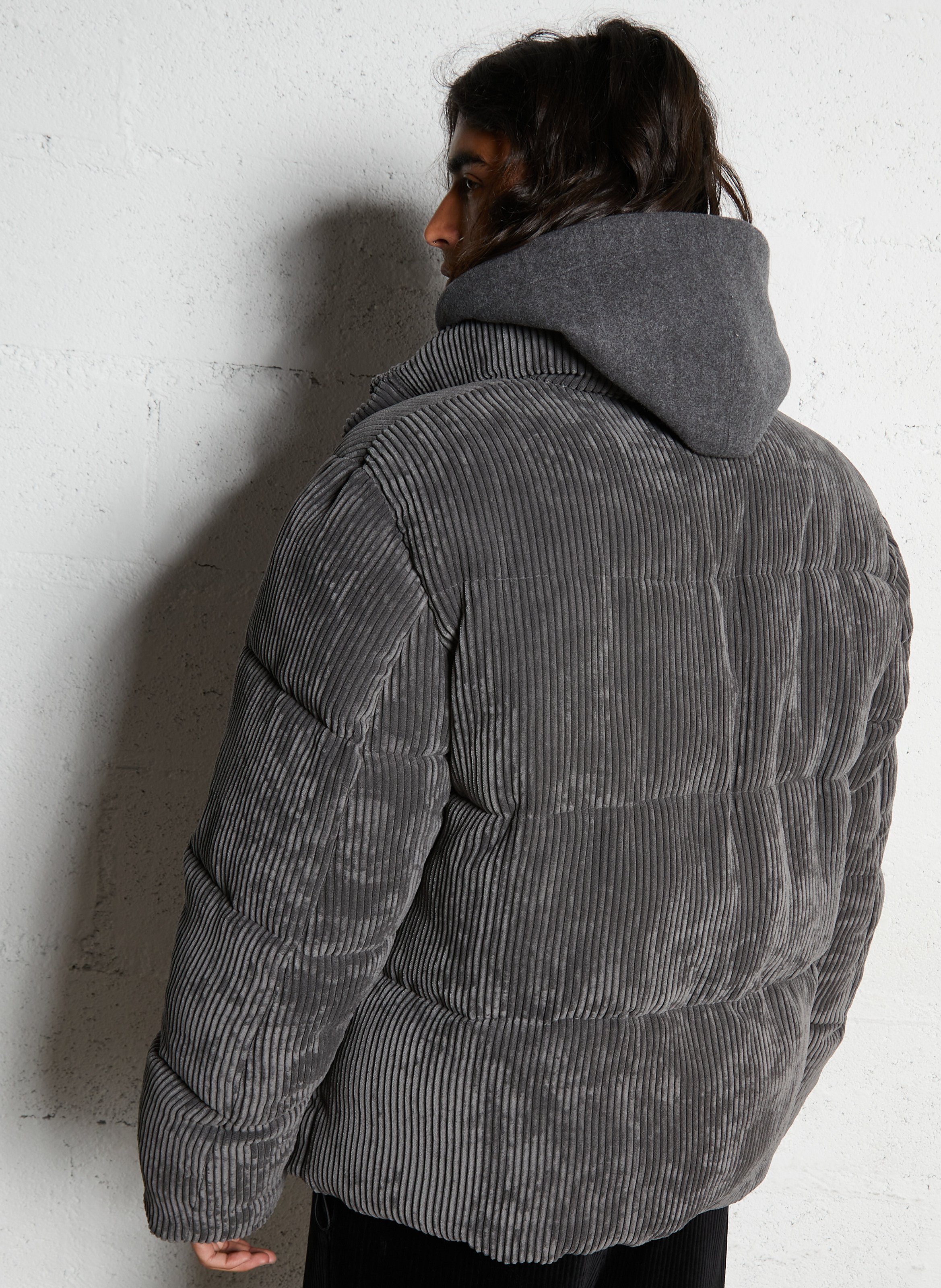 Oversize gerippte Daunenjacke IKKS Grau