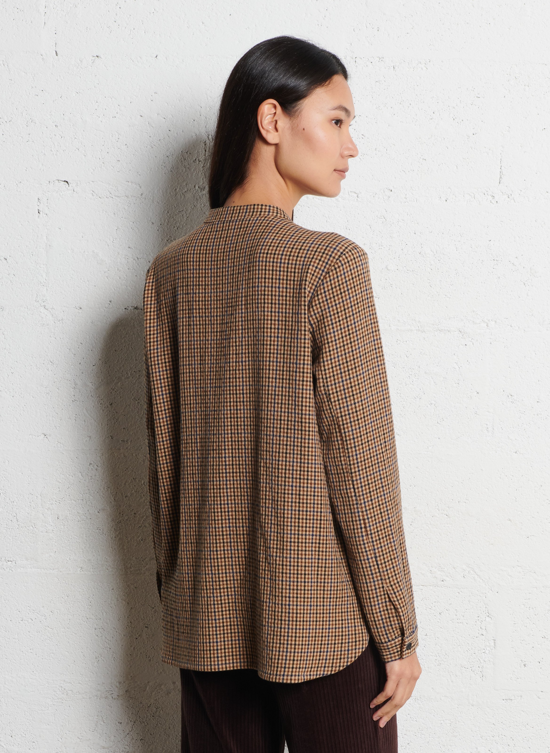 Oversized checkered overshirt NICE THINGS Beige